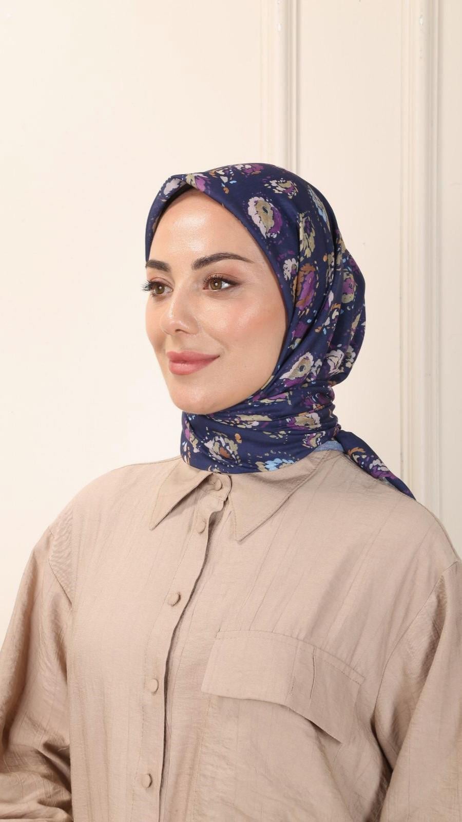 Locella Pamuk Vual Eşarp Lacivert-7