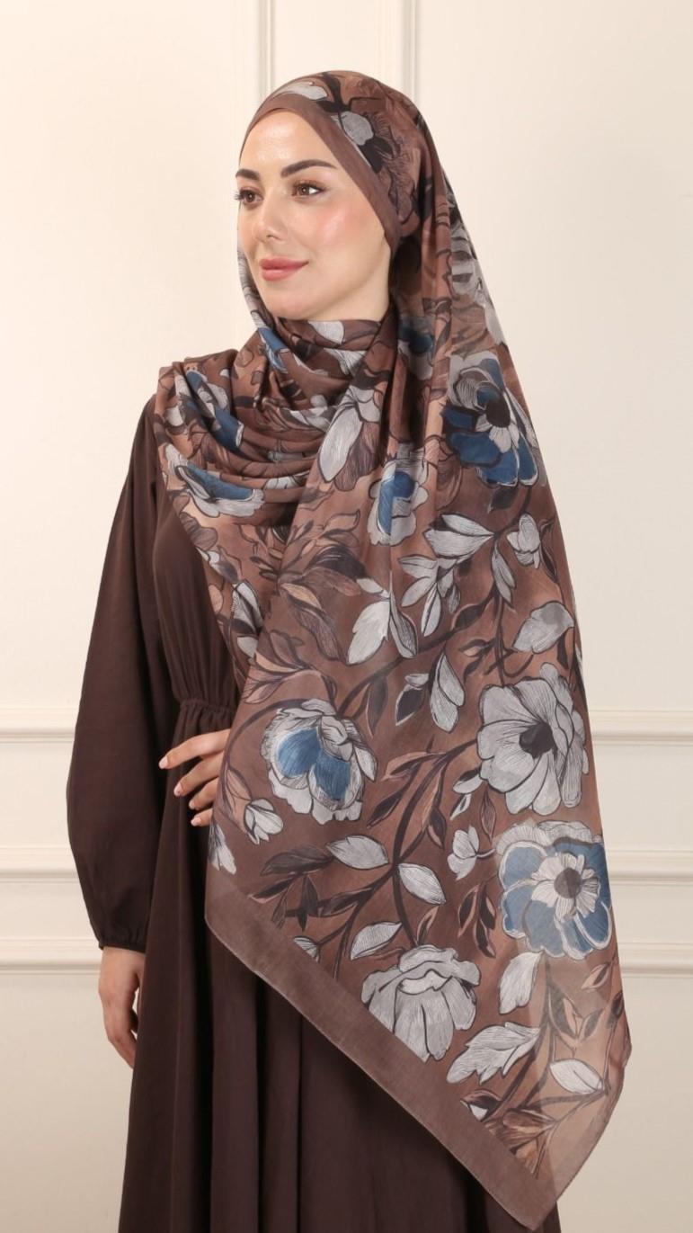 Locella Pamuk Vual Şal Kahve-2