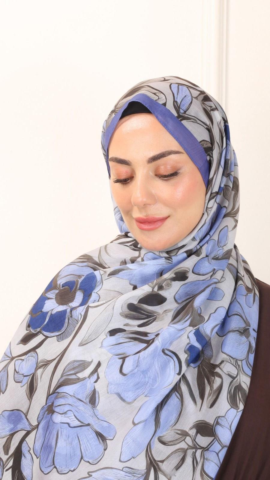 Locella Pamuk Vual Şal Mavi-10