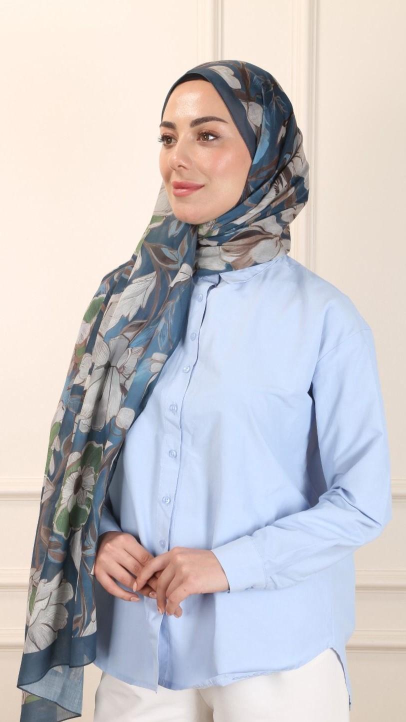 Locella Pamuk Vual Şal Petrol-8