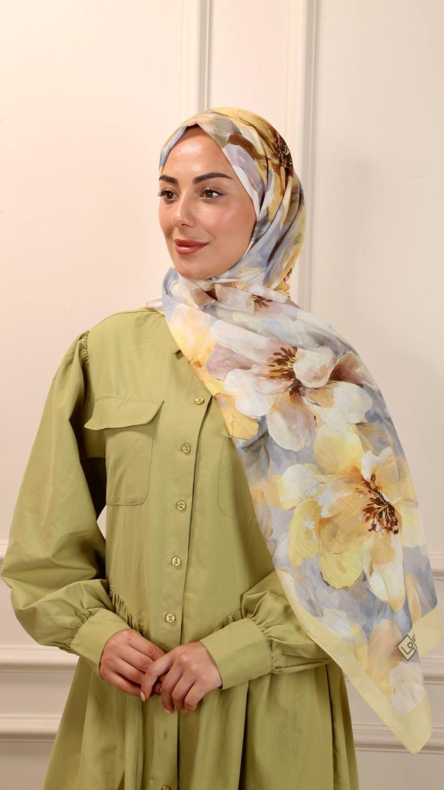 Locella Pamuk Vual Şal Sunflower Desen-5