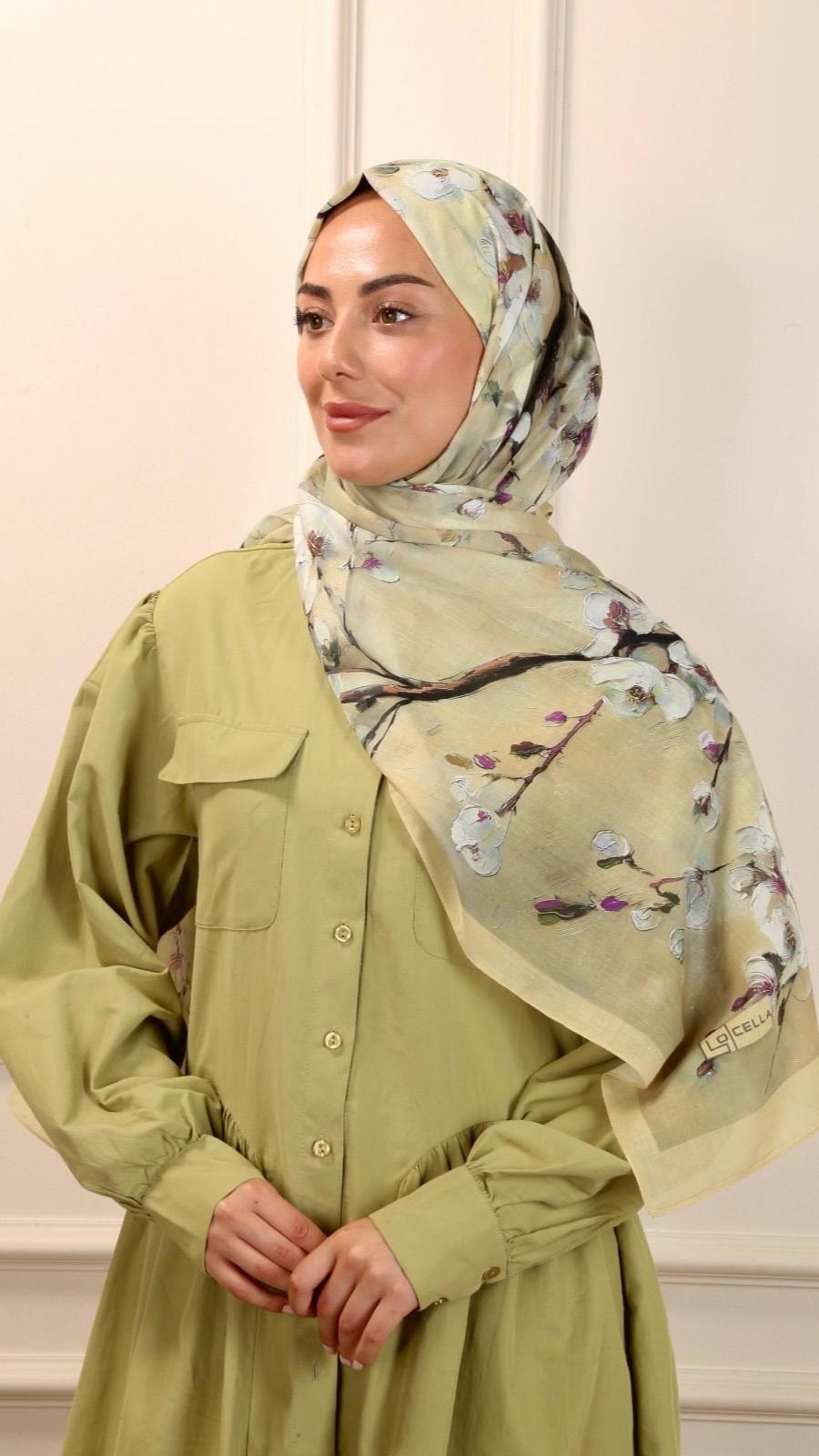 Locella Pamuk Vual Şal Sakura Desen-2