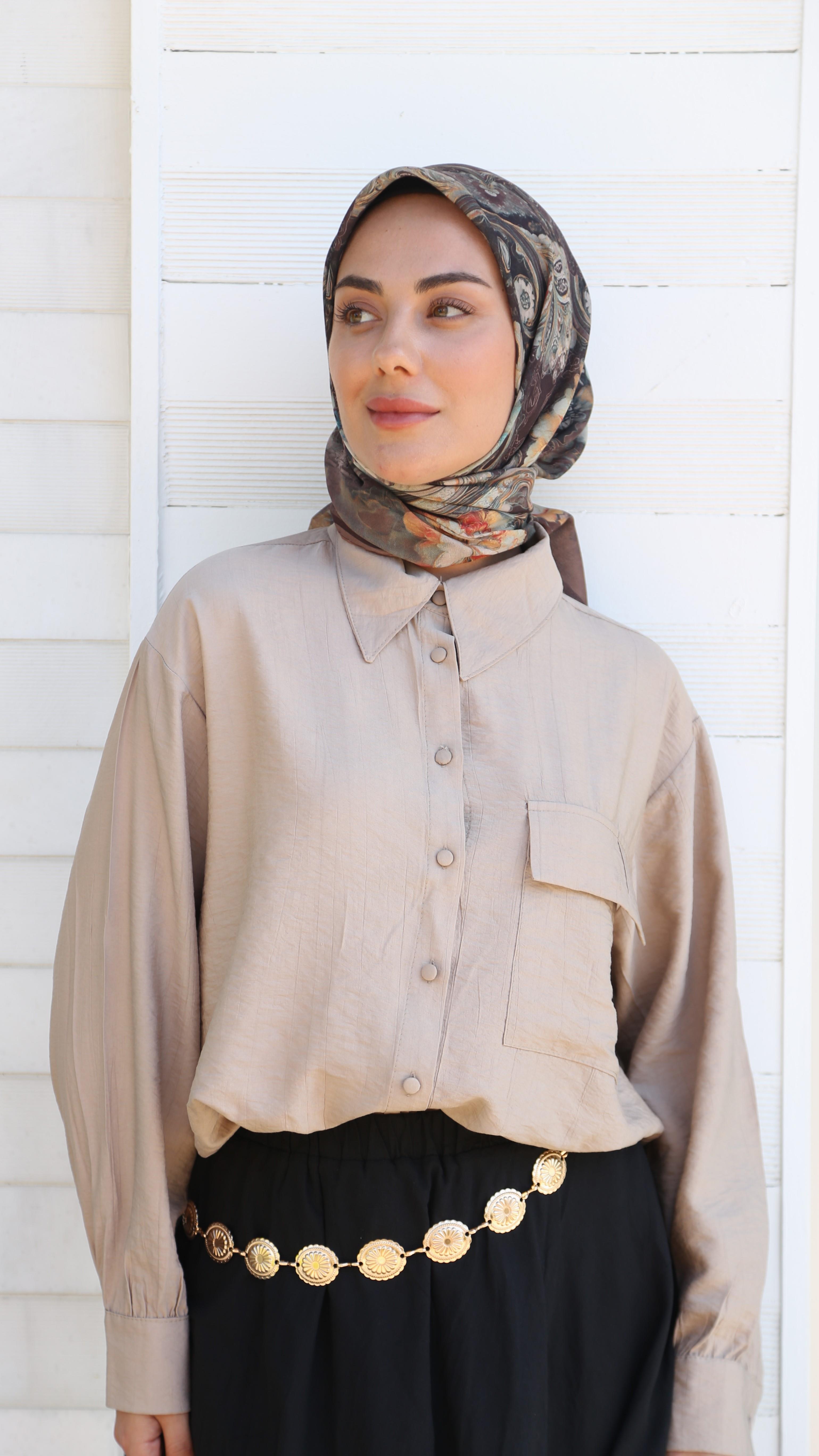 Locella Soft Pamuk Eşarp Kahve-10