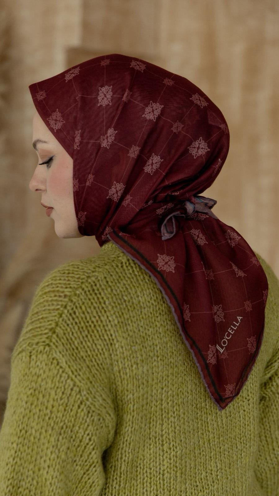 Locella Soft Pamuk Eşarp Bordo-4