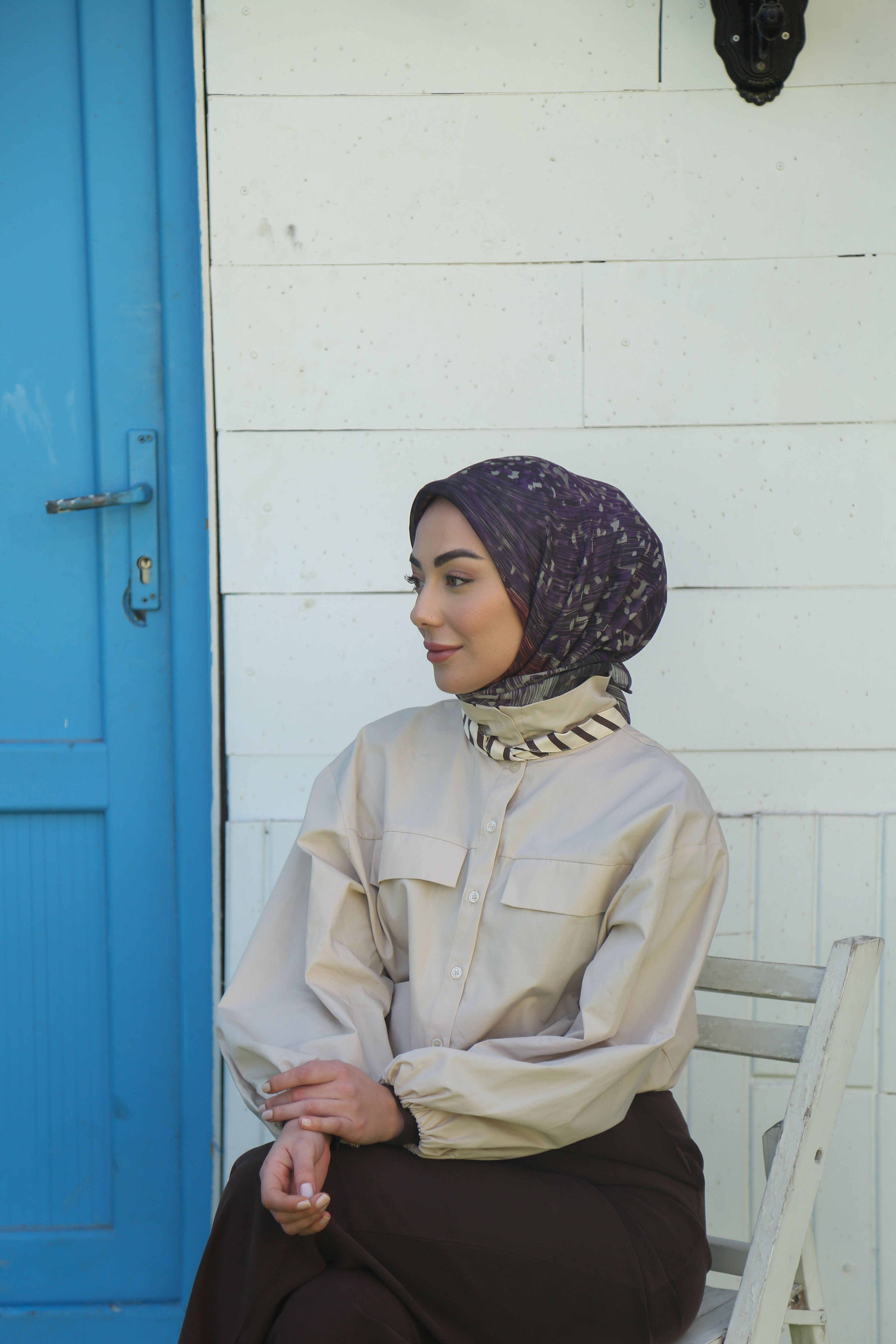 Locella Soft Pamuk Eşarp Mor