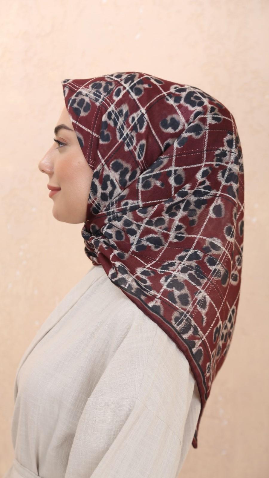 Locella Soft Pamuk Eşarp Bordo-6