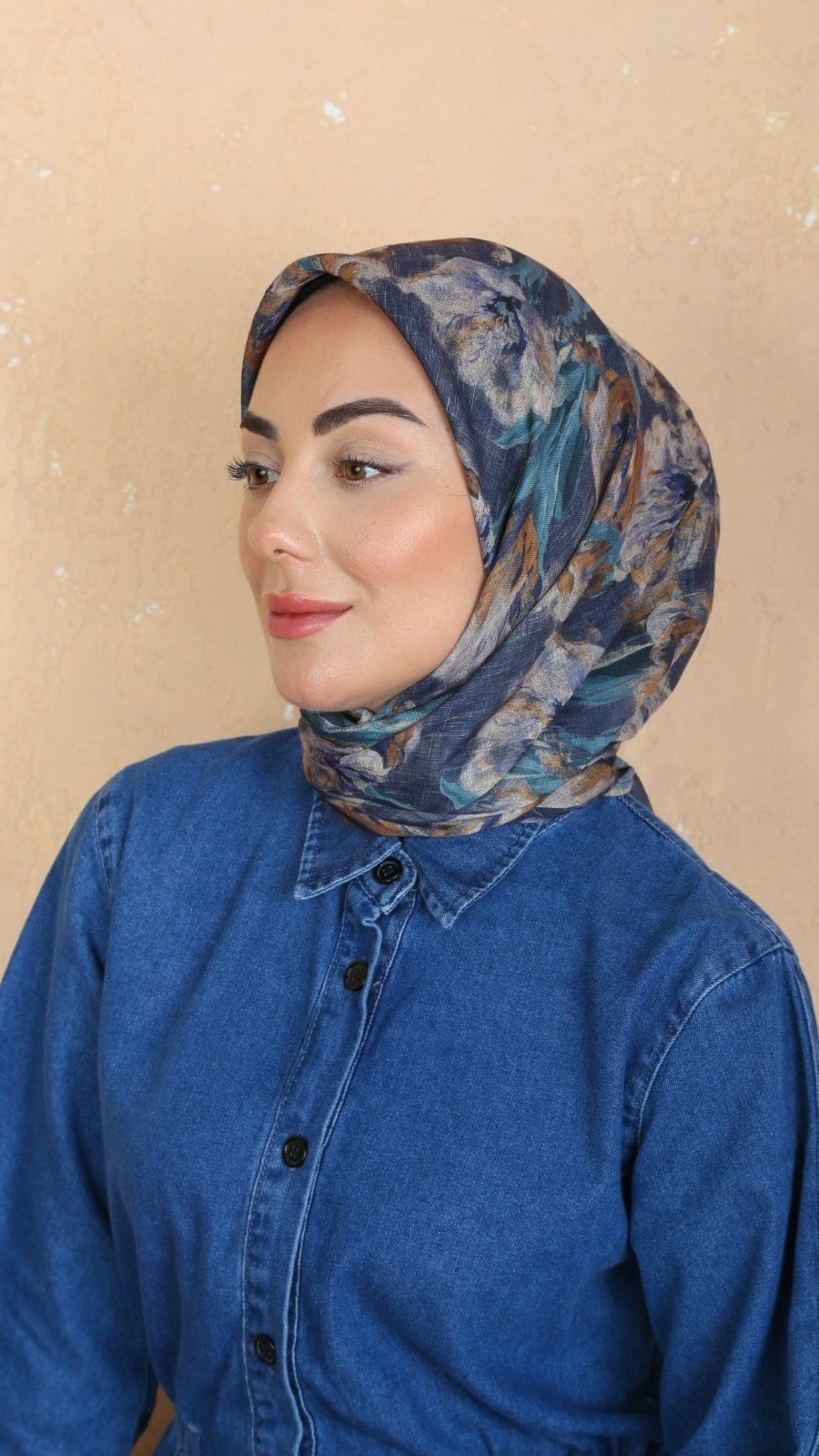 Locella Soft Pamuk Eşarp Lacivert