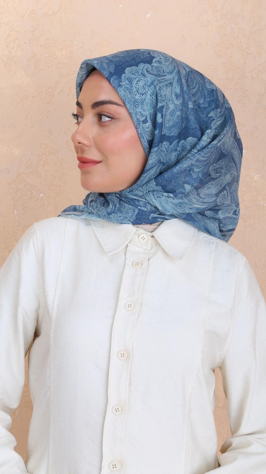 Locella Soft Pamuk Eşarp Deniz Mavi-14