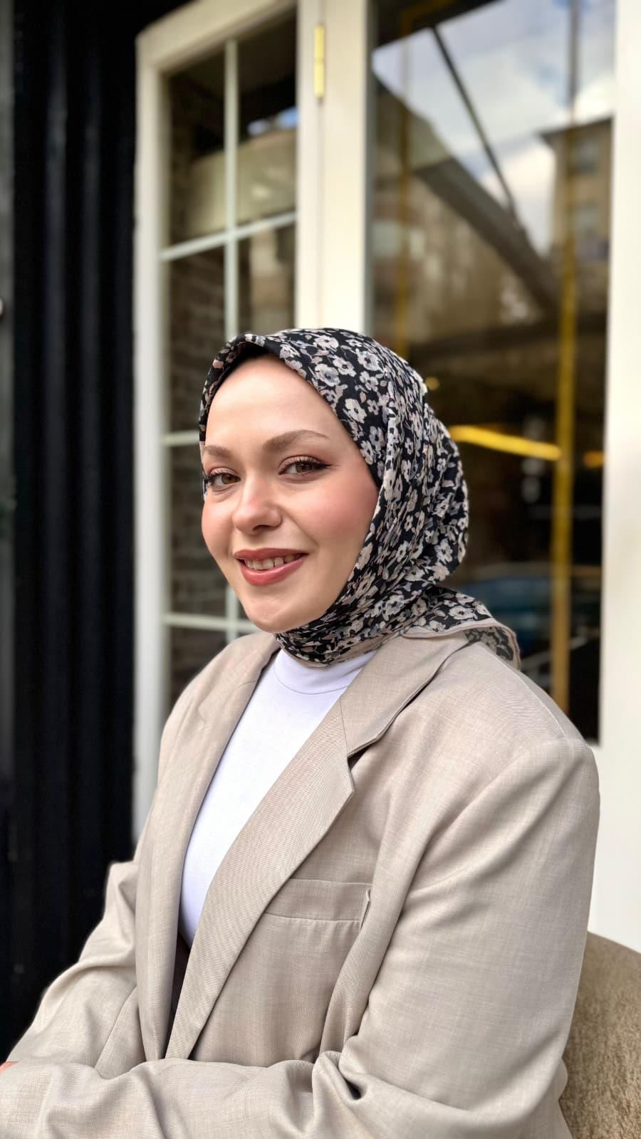 Locella Soft Pamuk Eşarp Siyah Bej-16