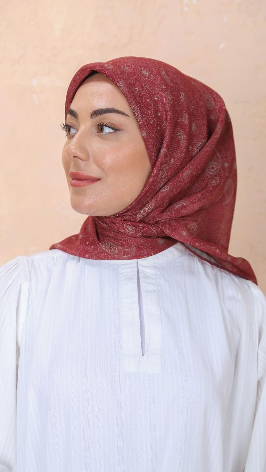 Locella Soft Pamuk Eşarp Bordo-20