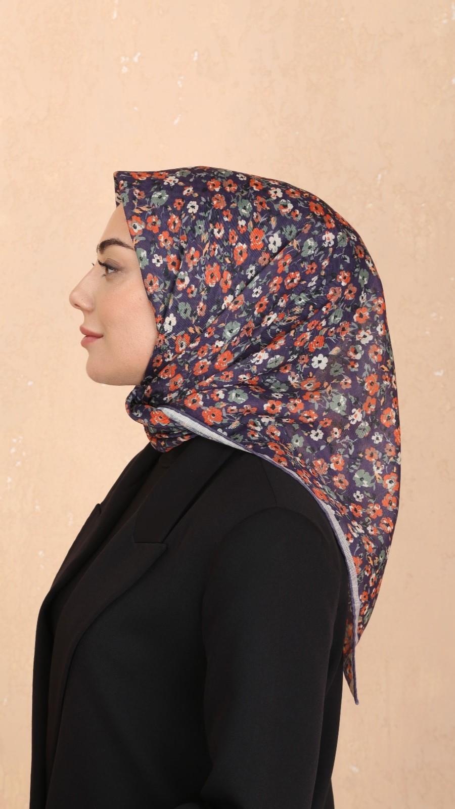 Locella Soft Pamuk Eşarp Turuncu Mor-27