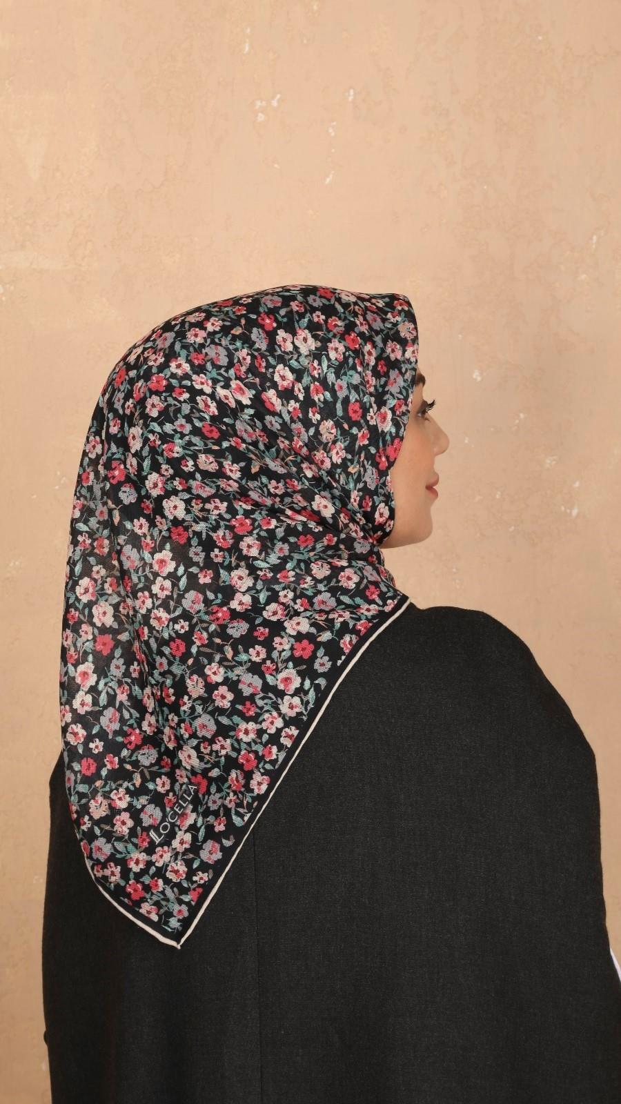 Locella Soft Pamuk Eşarp Siyah Fuşya-21