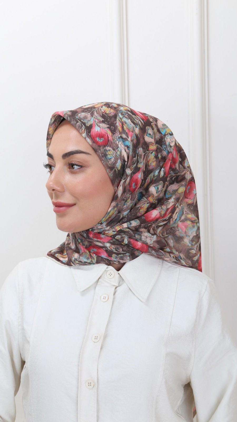 Locella Soft Pamuk Eşarp Kahve-1