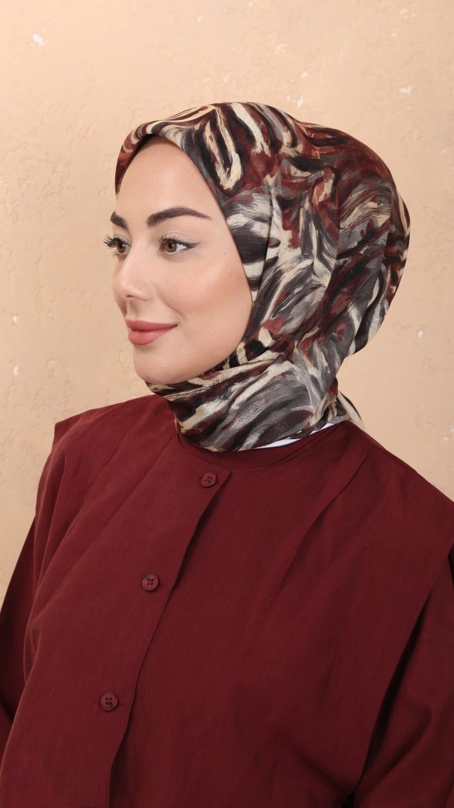 Locella Soft Pamuk Eşarp Bordo Gri