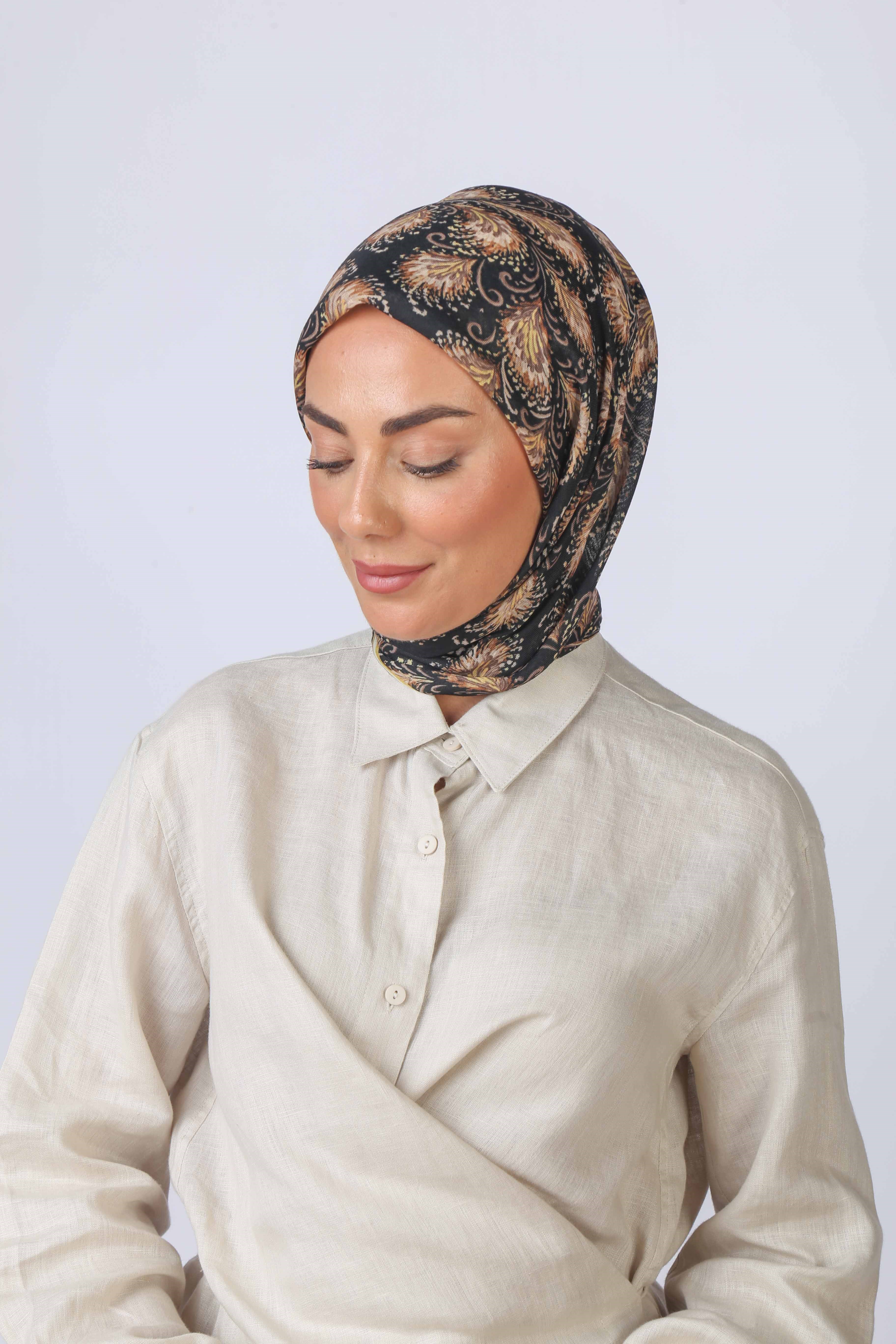 Locella Soft Pamuk Eşarp Siyah-Sarı