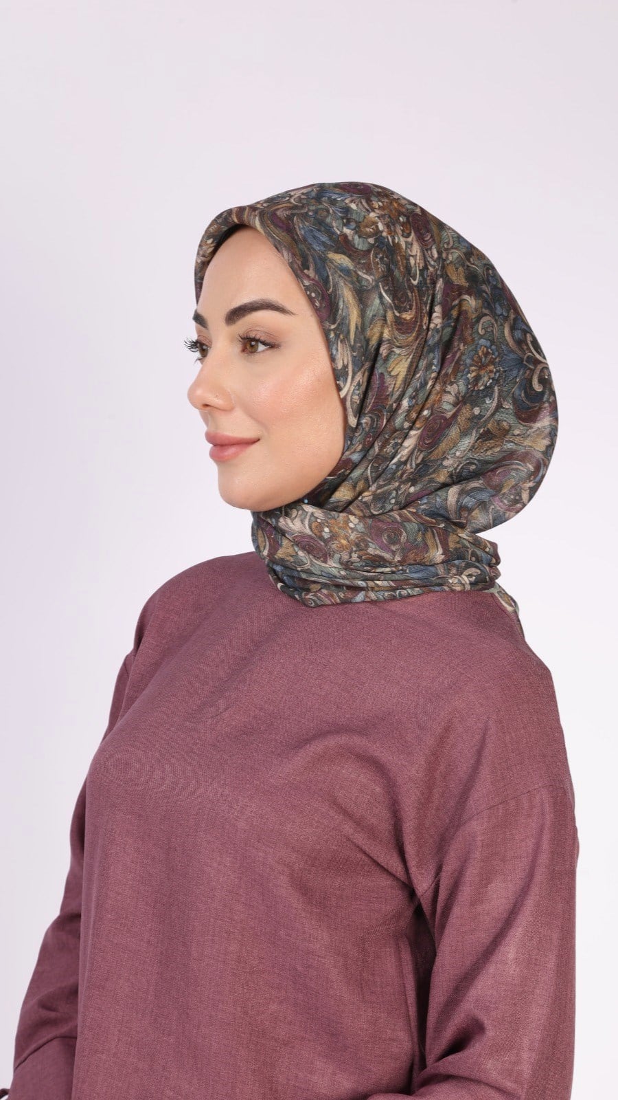 Locella Soft Pamuk Eşarp Mürdüm Yeşil