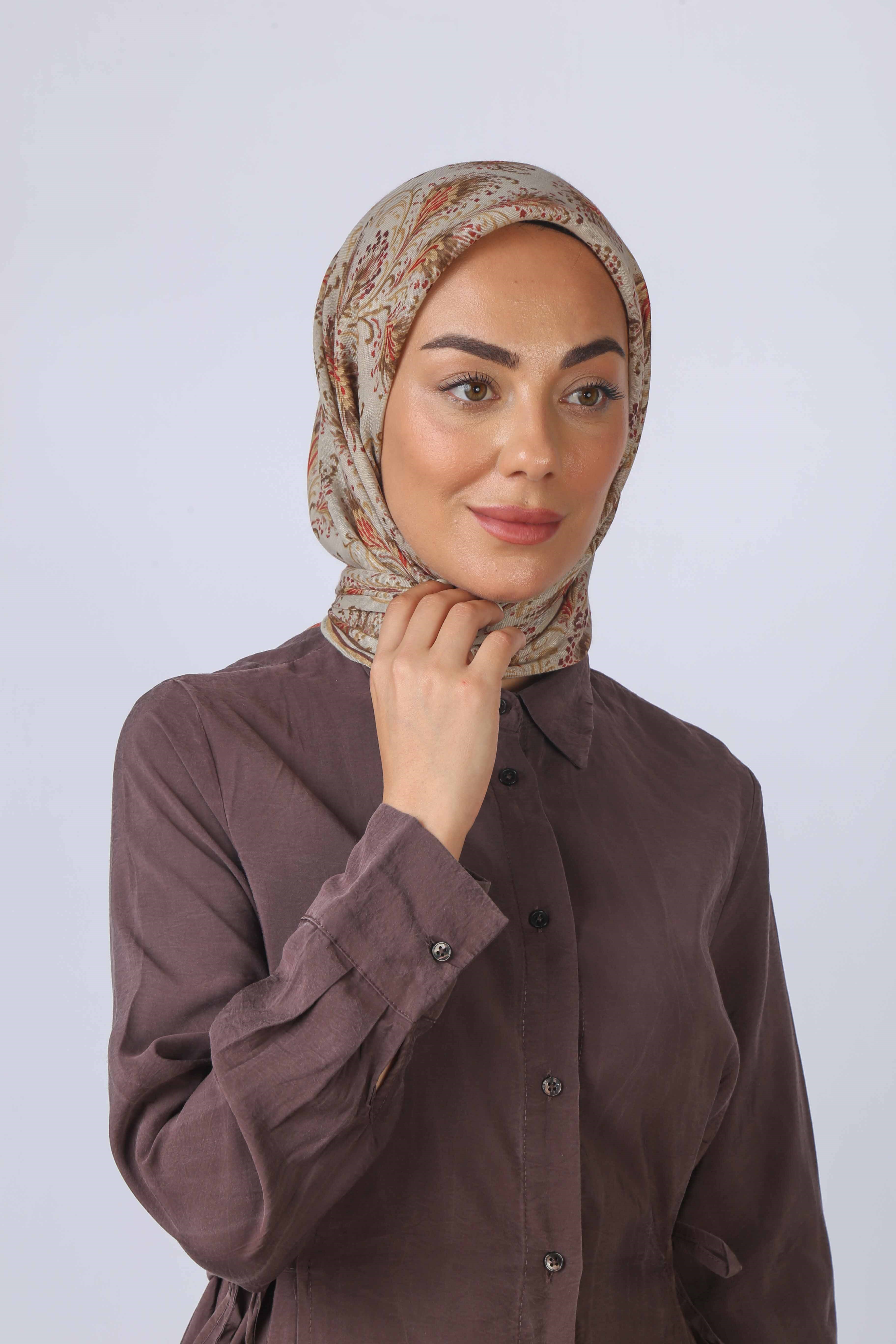 Locella Soft Pamuk Eşarp Koyu Krem Rengi