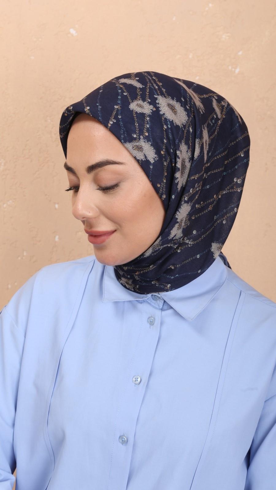 Locella Soft Pamuk Eşarp Lacivert