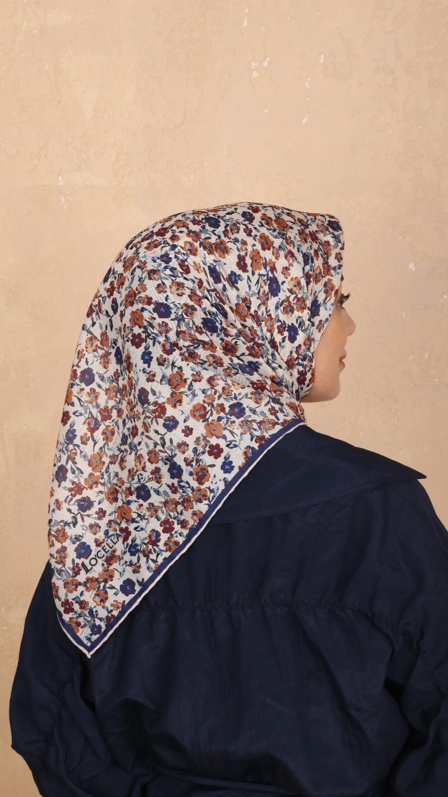 Locella Soft Pamuk Eşarp Lacivert  Taba-23