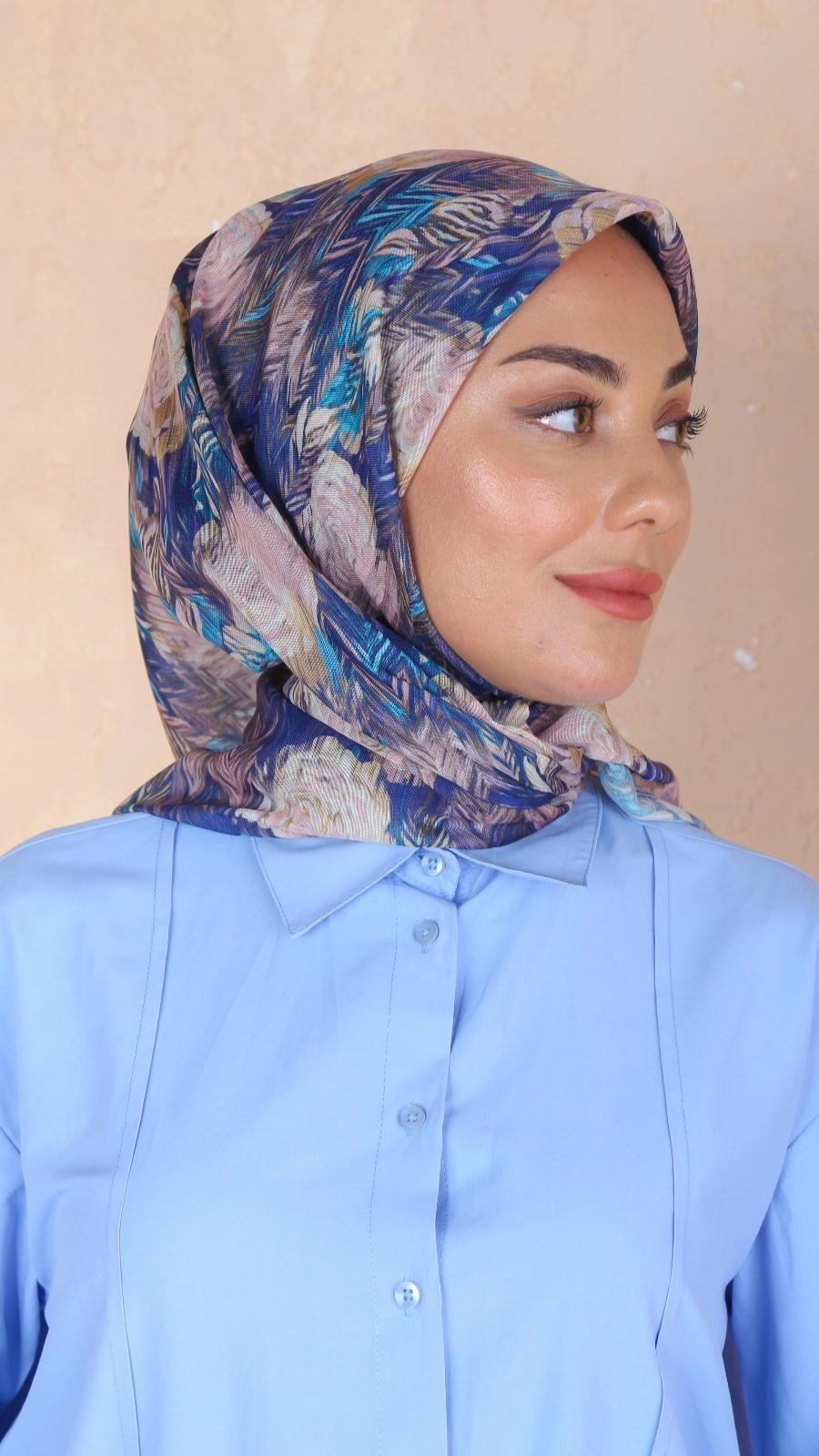 Locella Soft Pamuk Eşarp Koyu Mavi-4