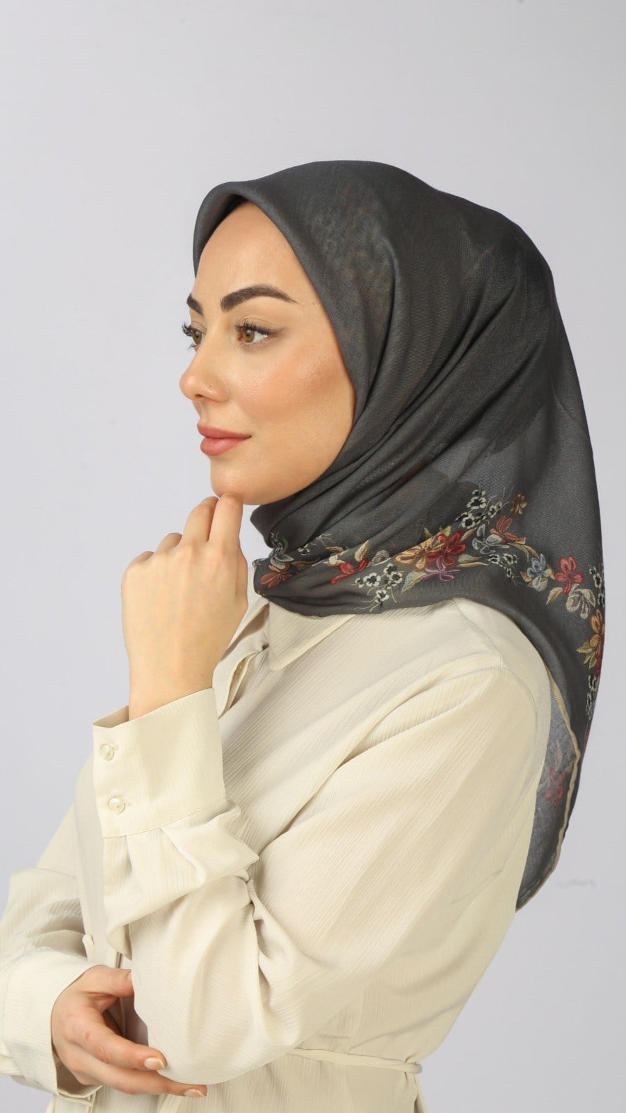 Locella Soft Pamuk Eşarp Gri