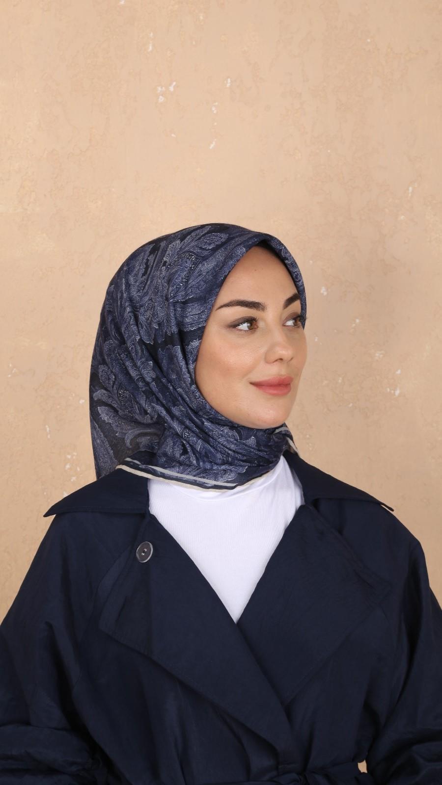 Locella Soft Pamuk Eşarp Lacivert-18