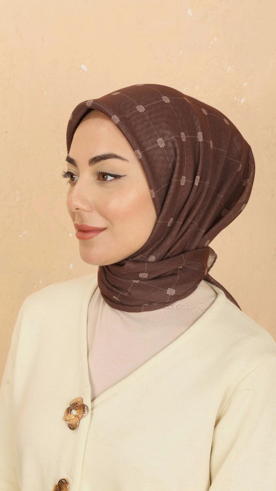 Locella Soft Pamuk Eşarp Kahve-1