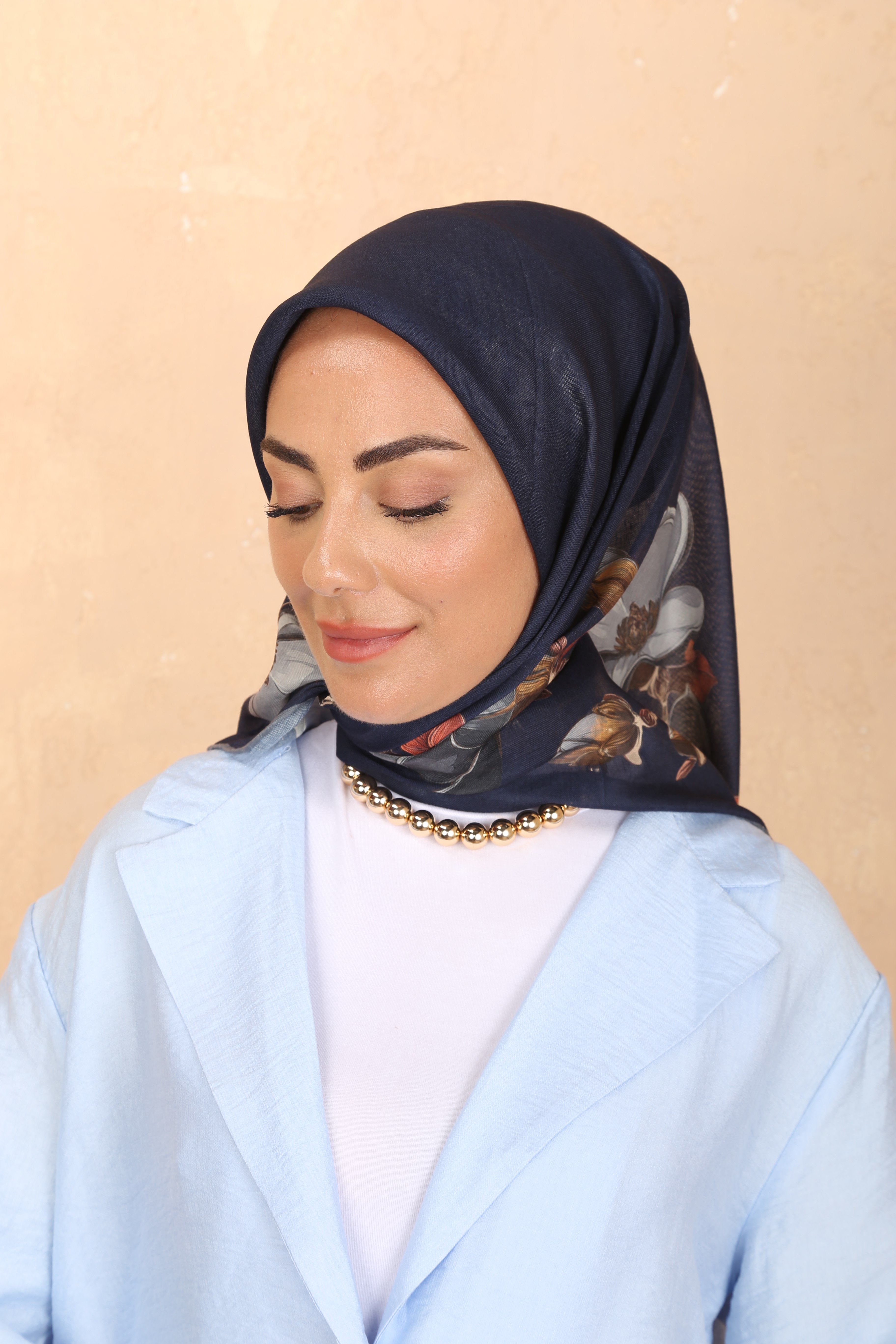Locella Soft Pamuk Eşarp-Lacivert Gri