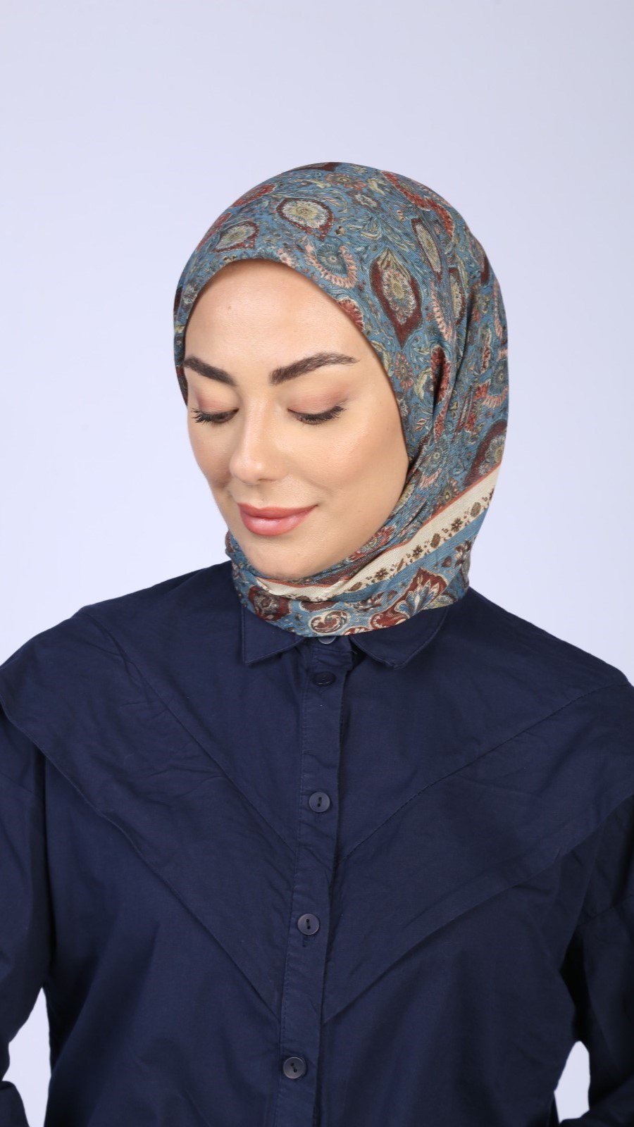 Locella Soft Pamuk Eşarp Mavi