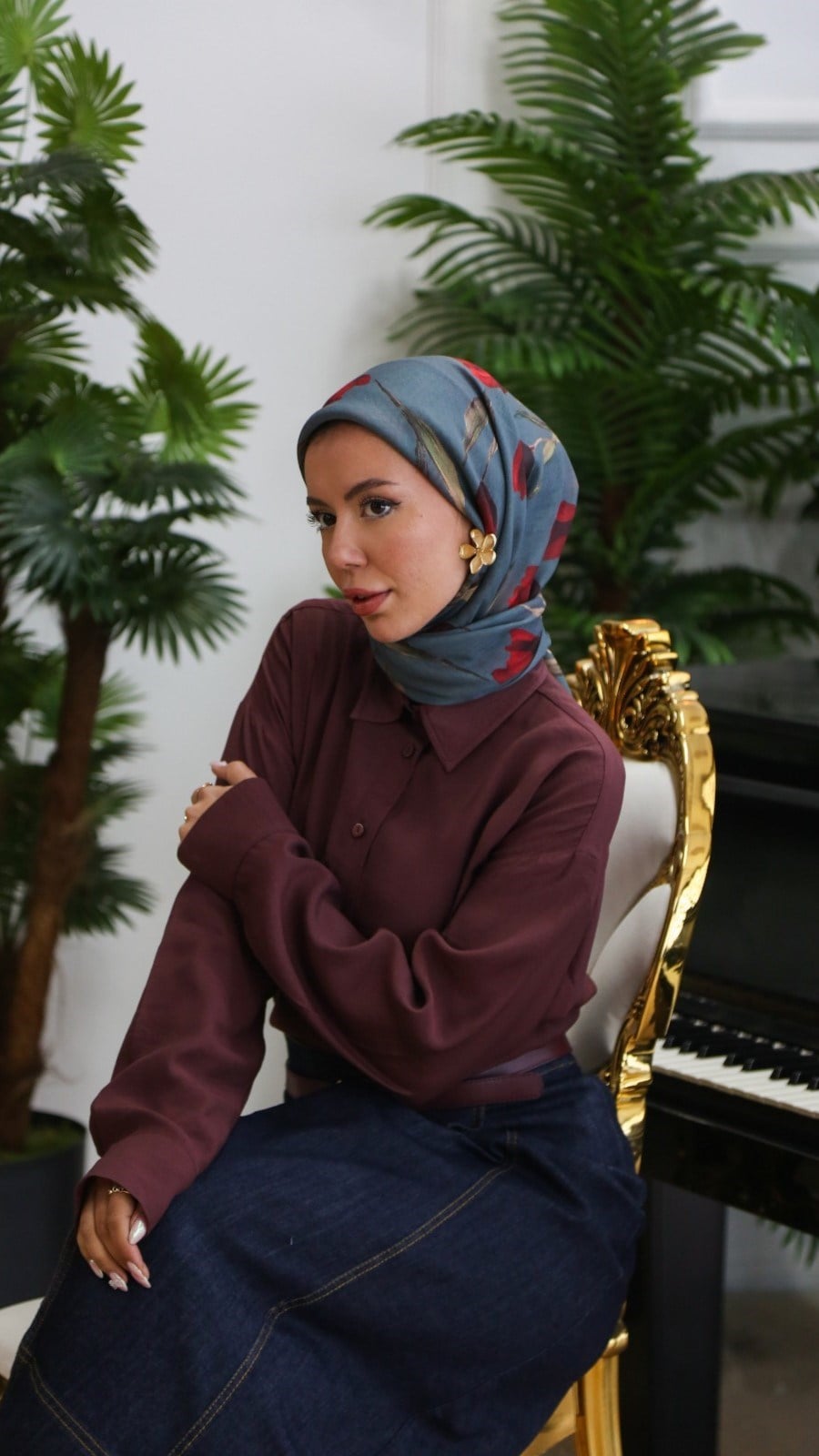 Locella Soft Pamuk Eşarp Mavi