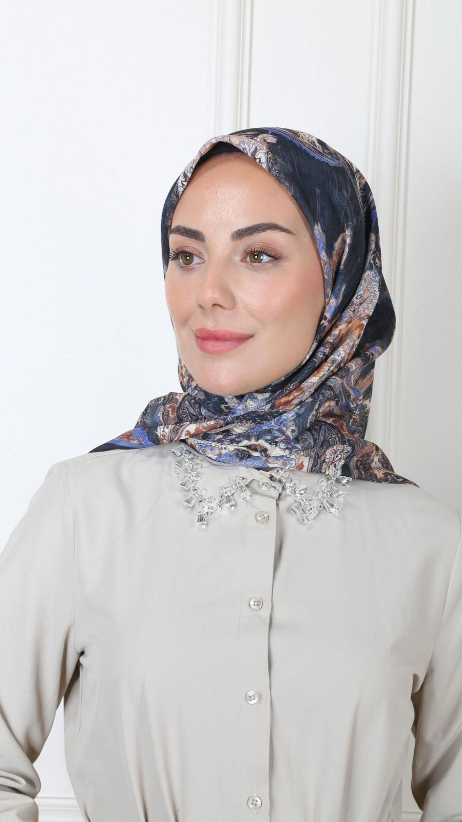 Locella Soft Pamuk Eşarp Lacivert-5