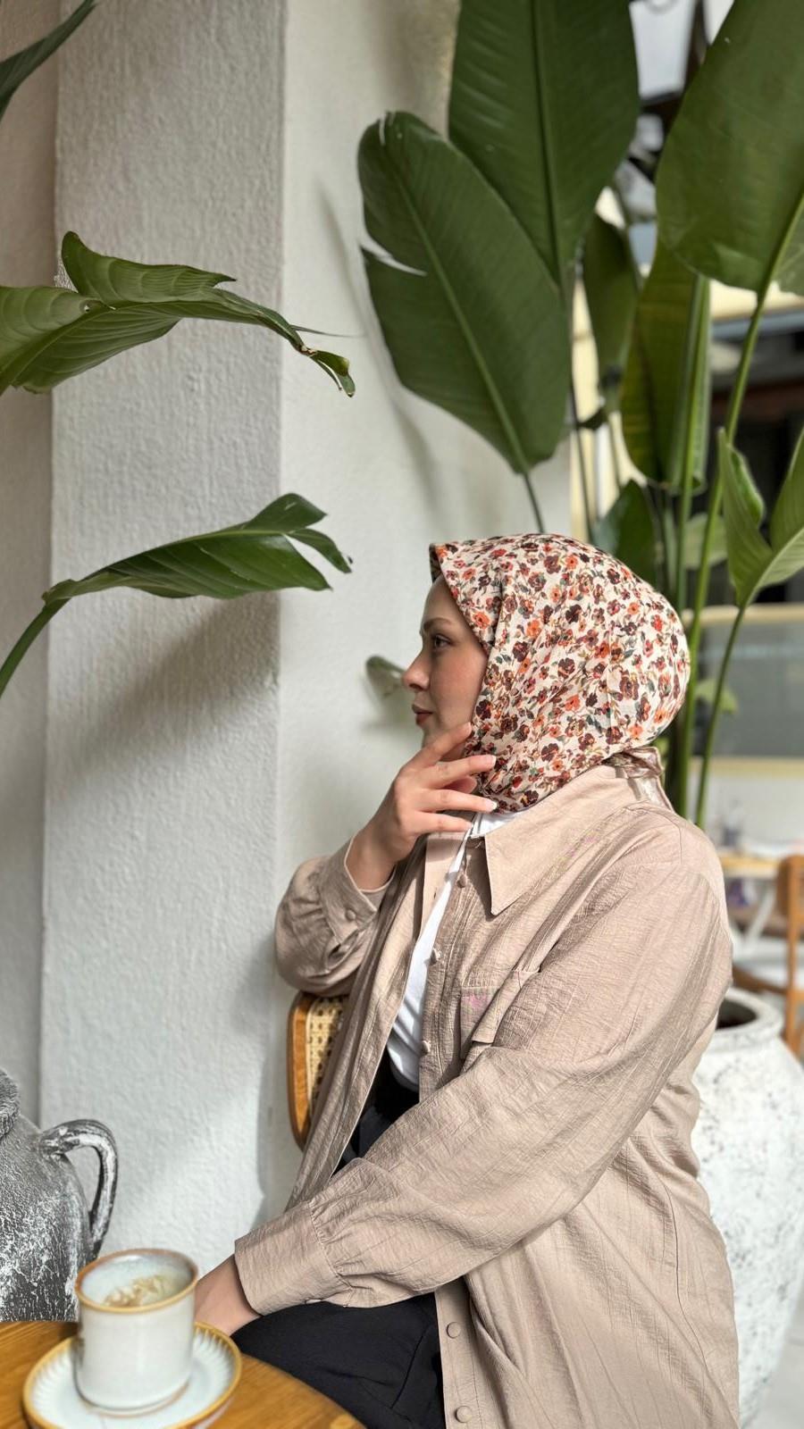 Locella Soft Pamuk Eşarp Kahve-6