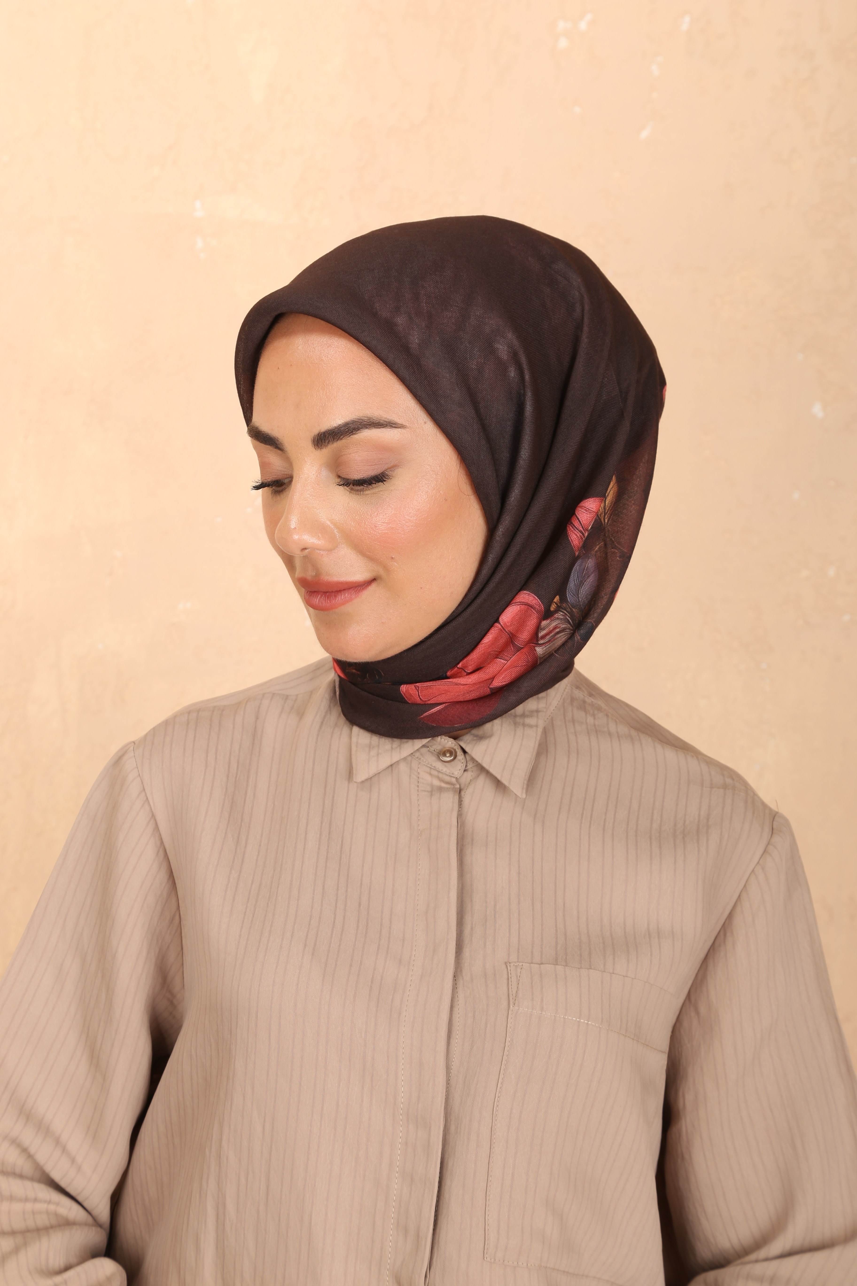Locella Soft Pamuk Eşarp-Kahve Pembe