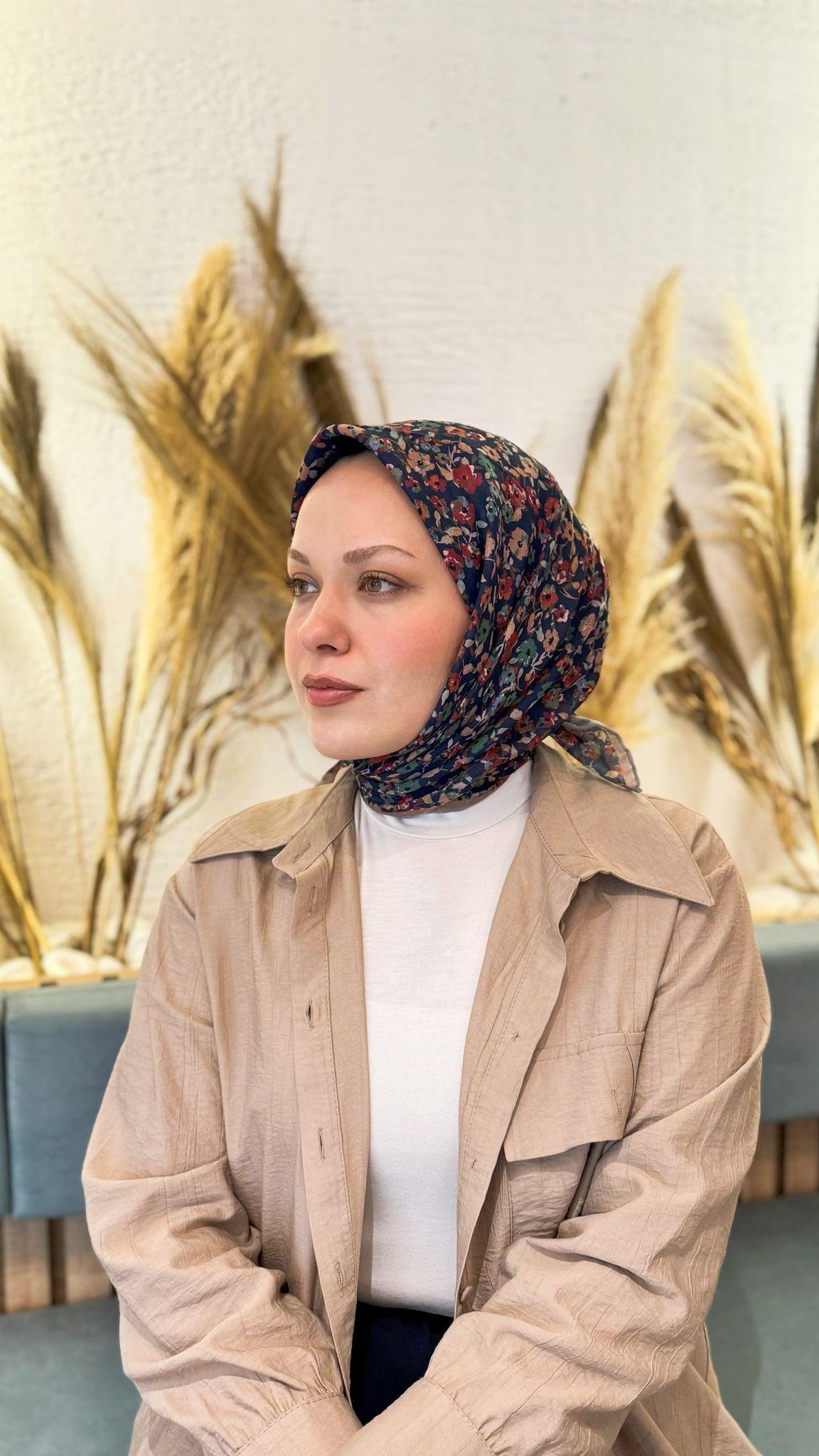 Locella Soft Pamuk Eşarp Lacivert Bordo-3