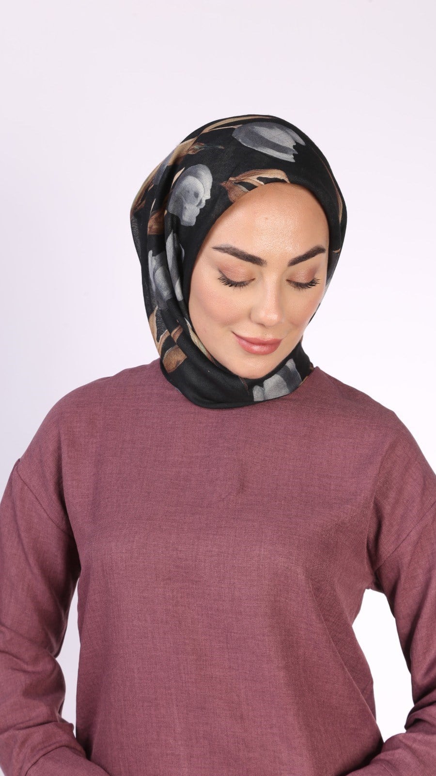 Locella Soft Pamuk Eşarp Siyah Gri