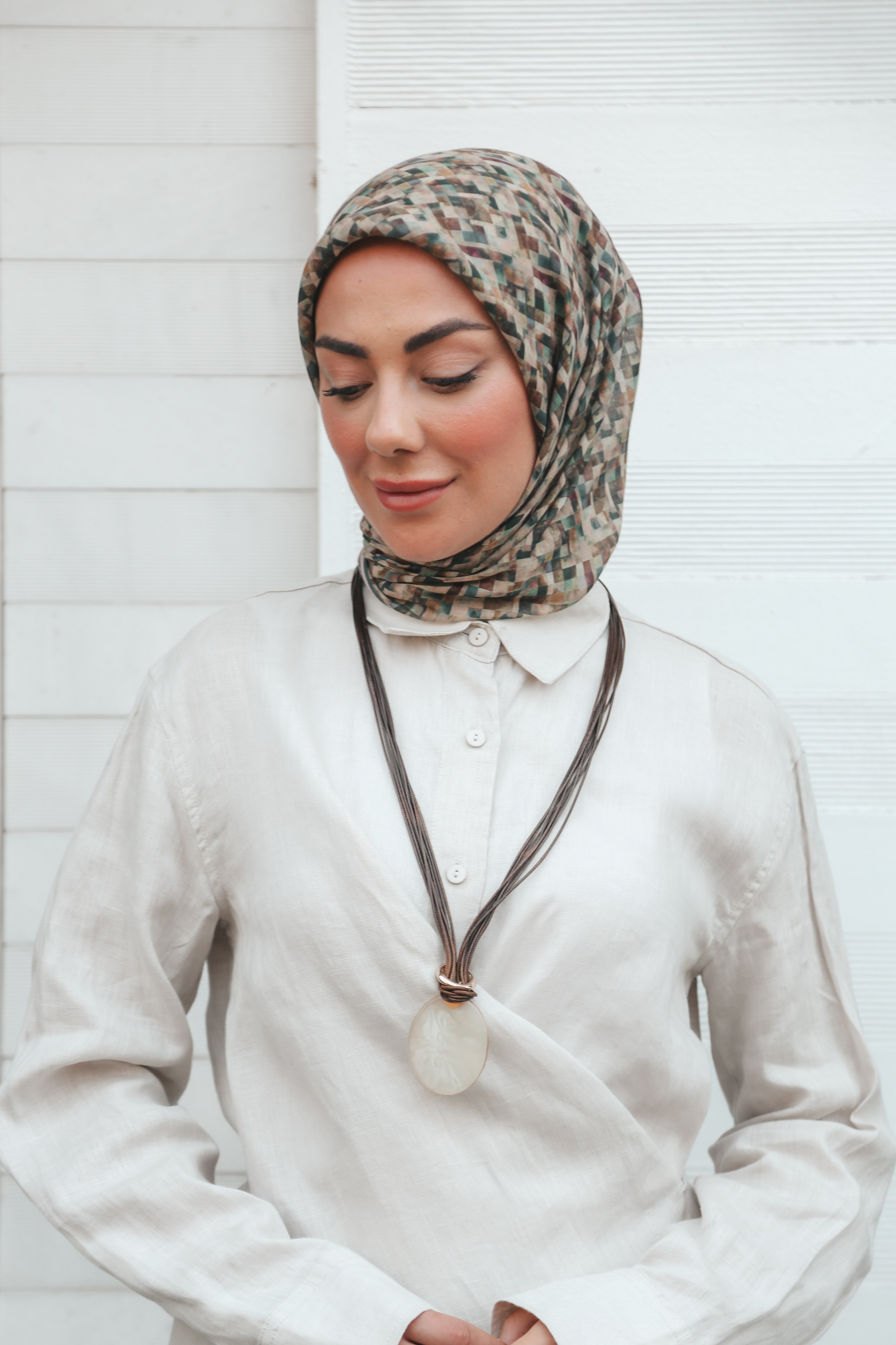 Locella Soft Pamuk Eşarp Kahve Siyah