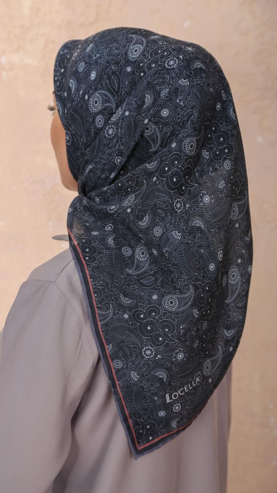 Locella Soft Pamuk Eşarp Siyah Kiremit-8