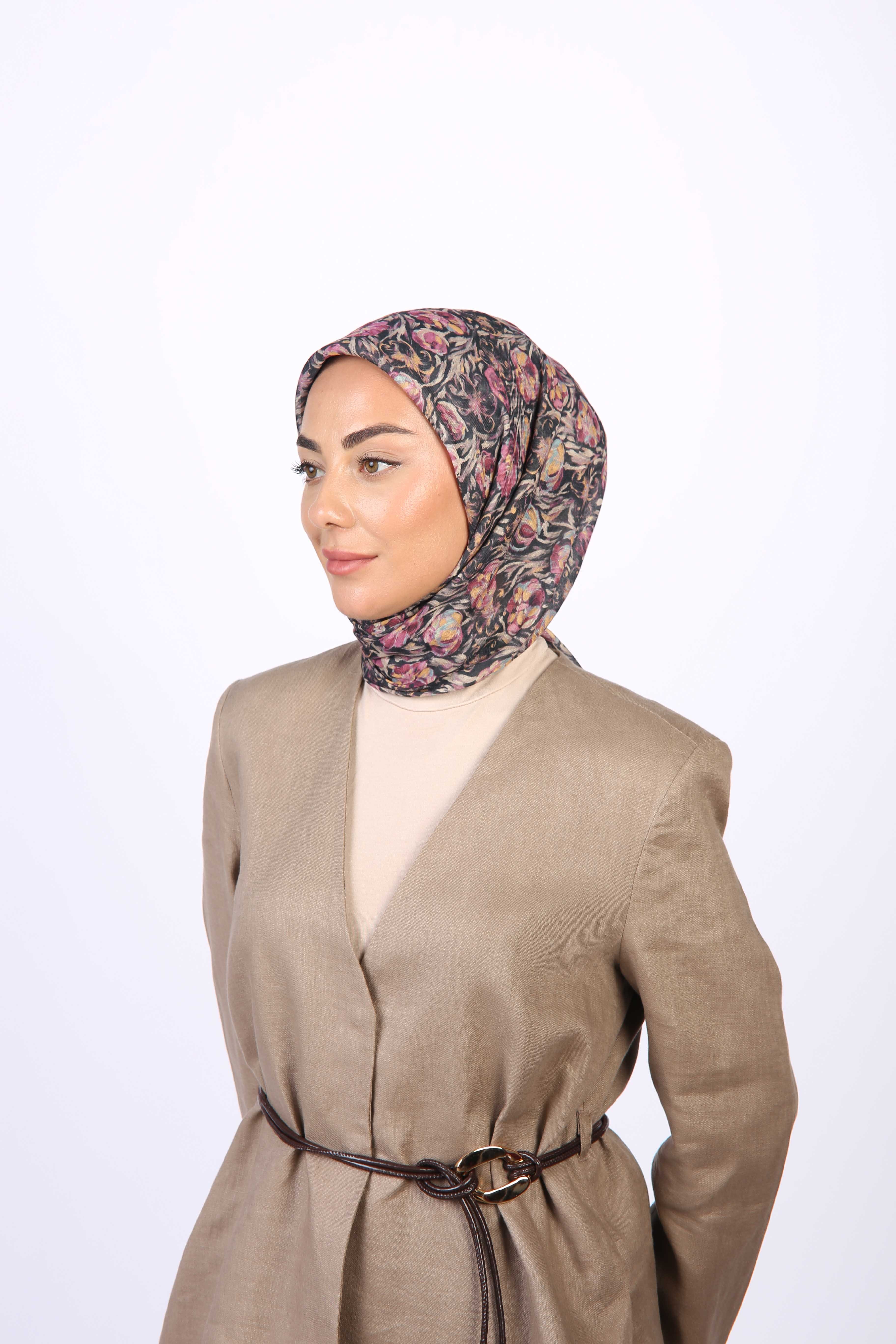 Locella Soft Pamuk Eşarp Siyah Pembe