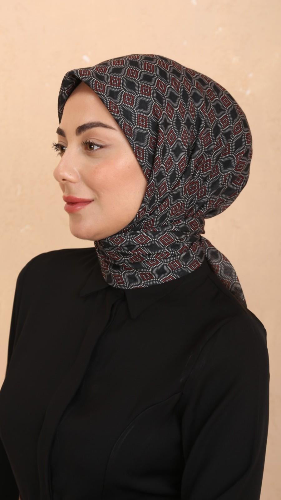 Locella Soft Pamuk Eşarp Siyah Kırmızı