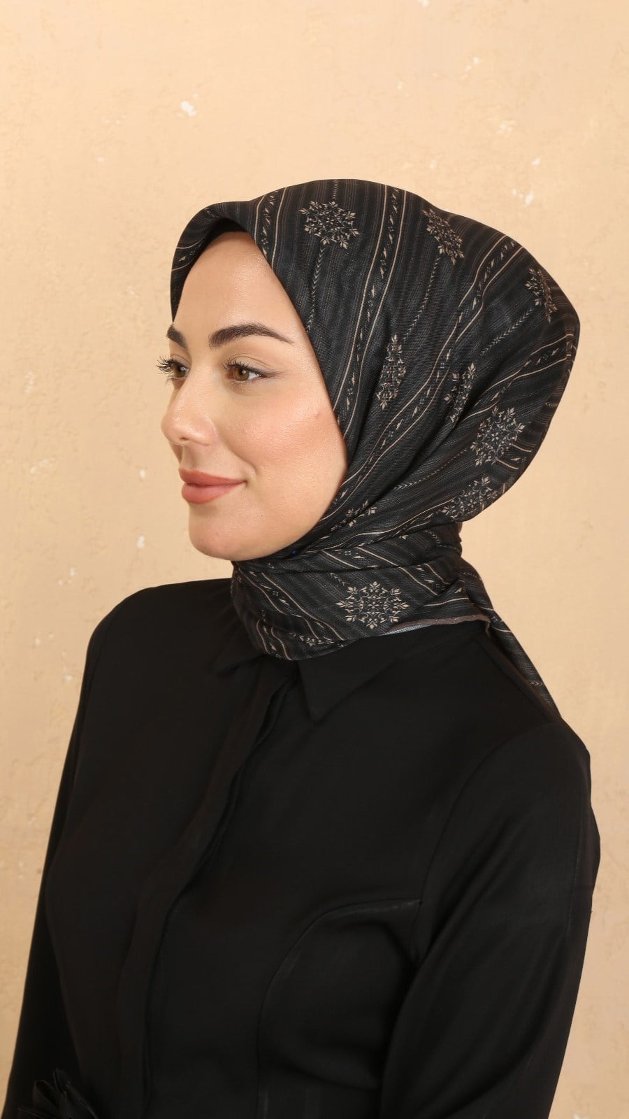 Locella Soft Pamuk Eşarp Siyah Vizon