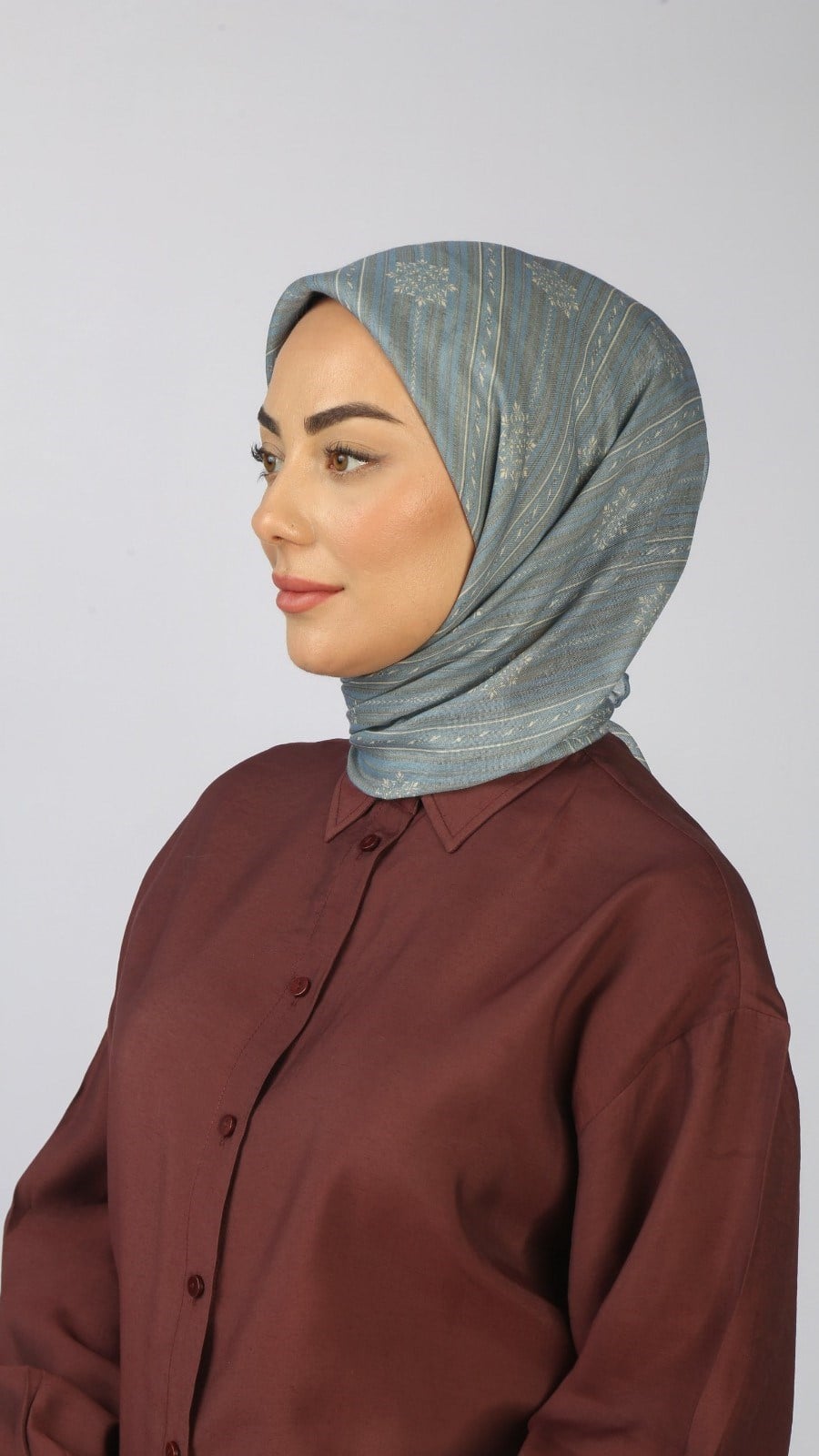 Locella Soft Pamuk Eşarp Mavi Gri