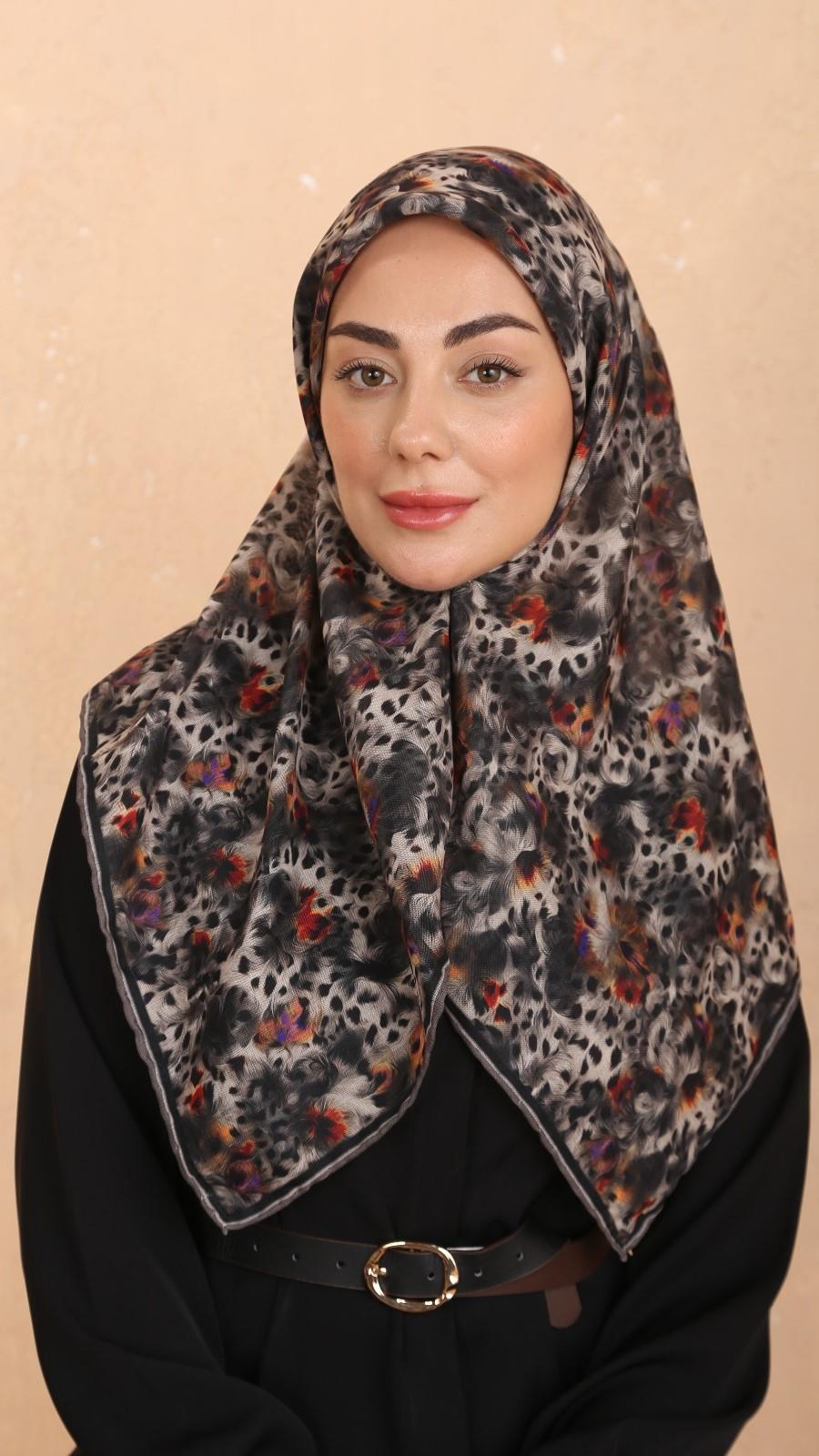 Locella Soft Pamuk Eşarp Siyah Turuncu-7