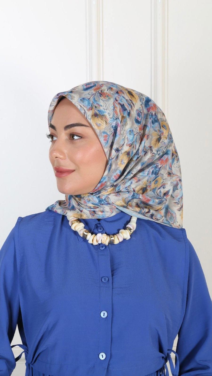 Locella Soft Pamuk Eşarp Mavi-9