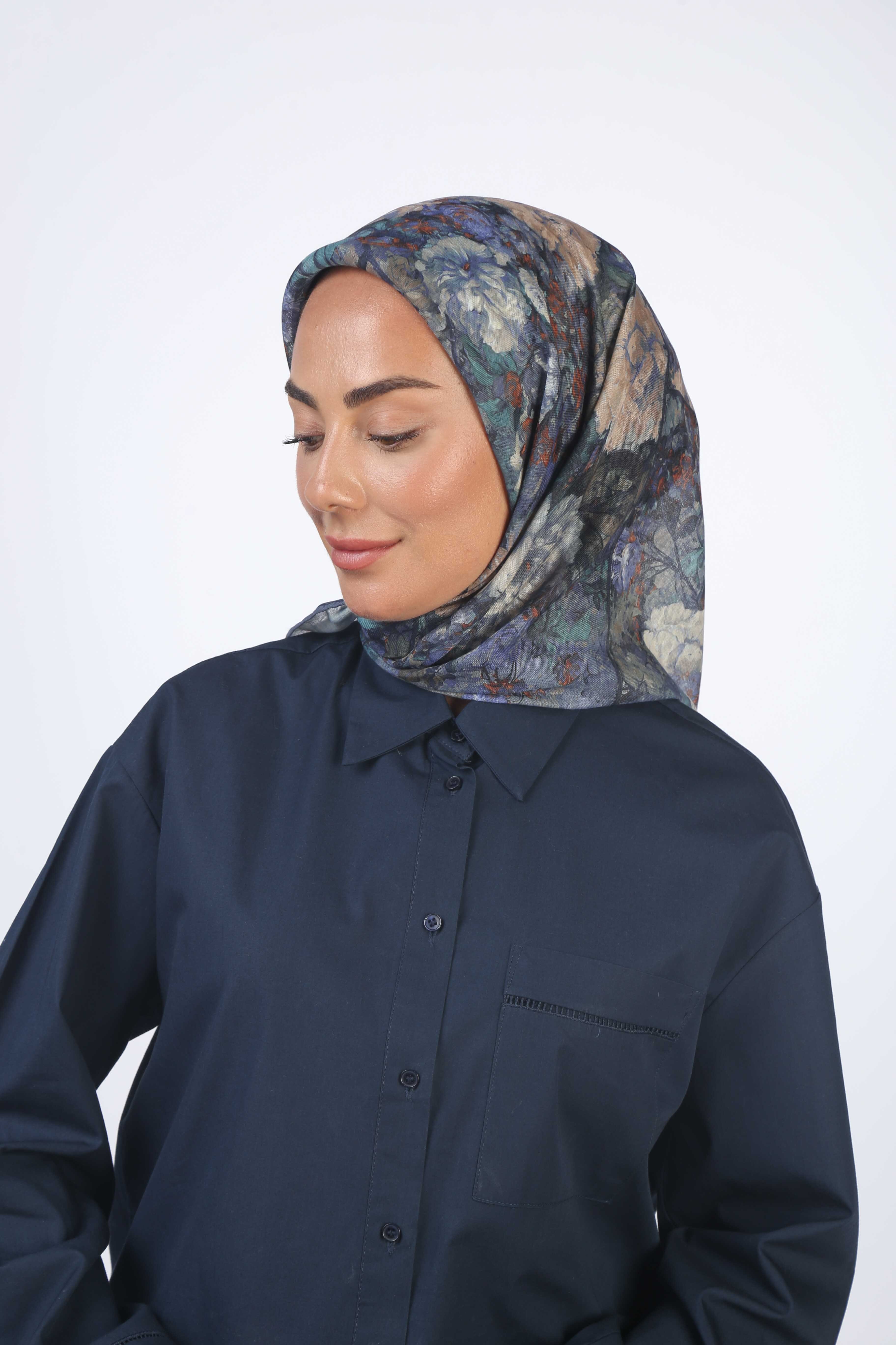 Locella Soft Pamuk Eşarp Lacivert