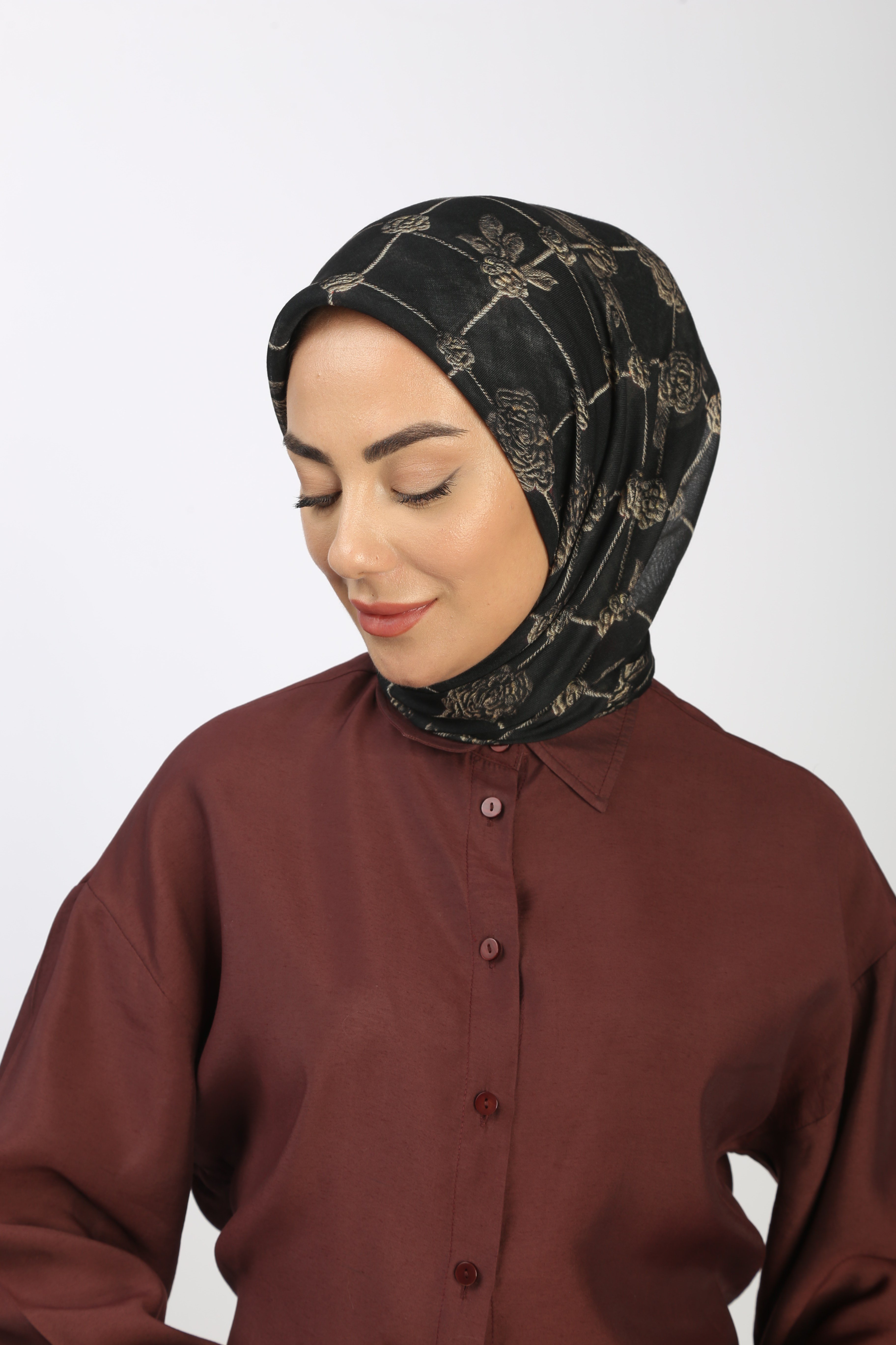 Locella Soft Pamuk Eşarp Siyah Vizon