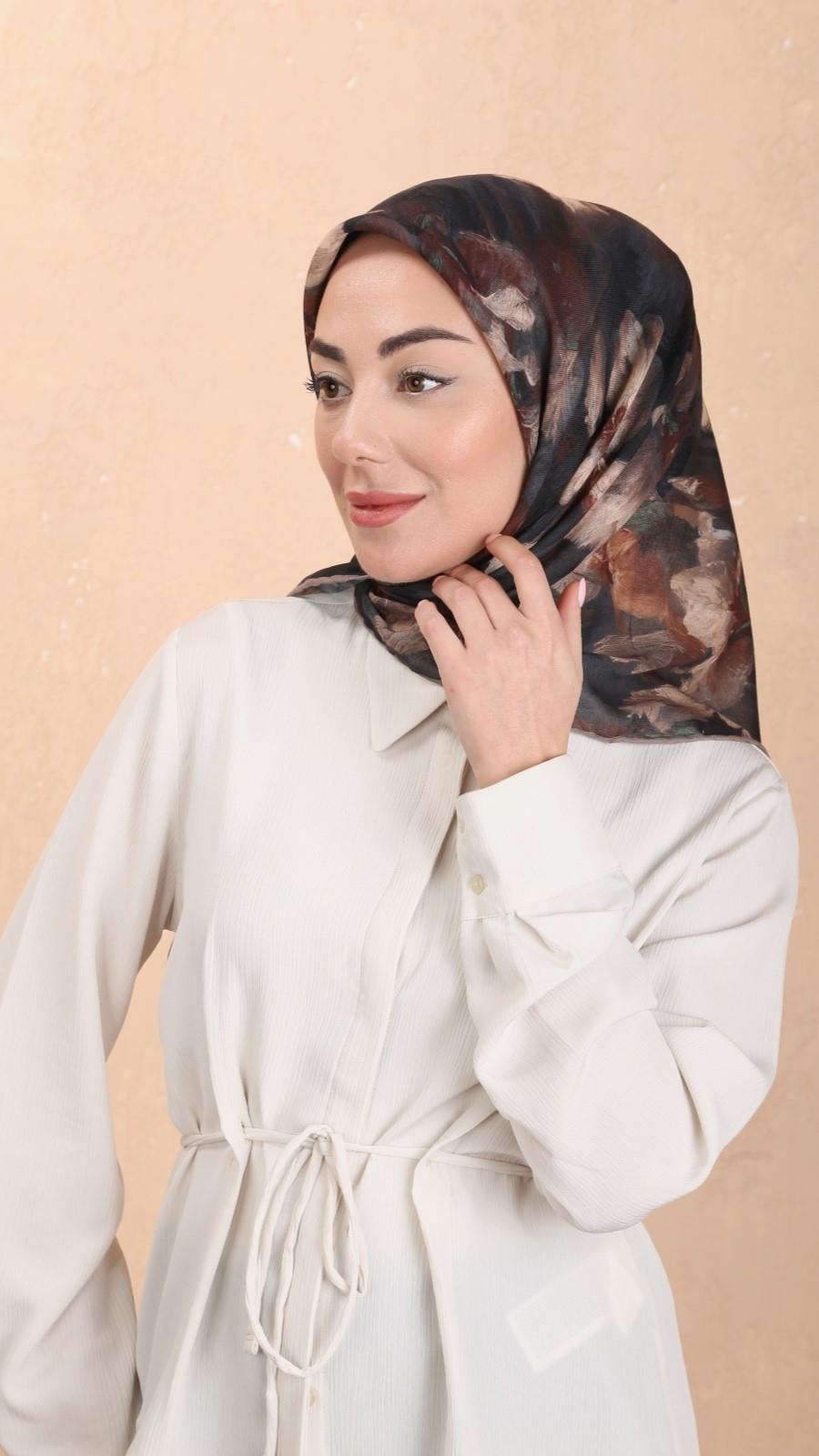 Locella Soft Pamuk Eşarp Siyah Vizon