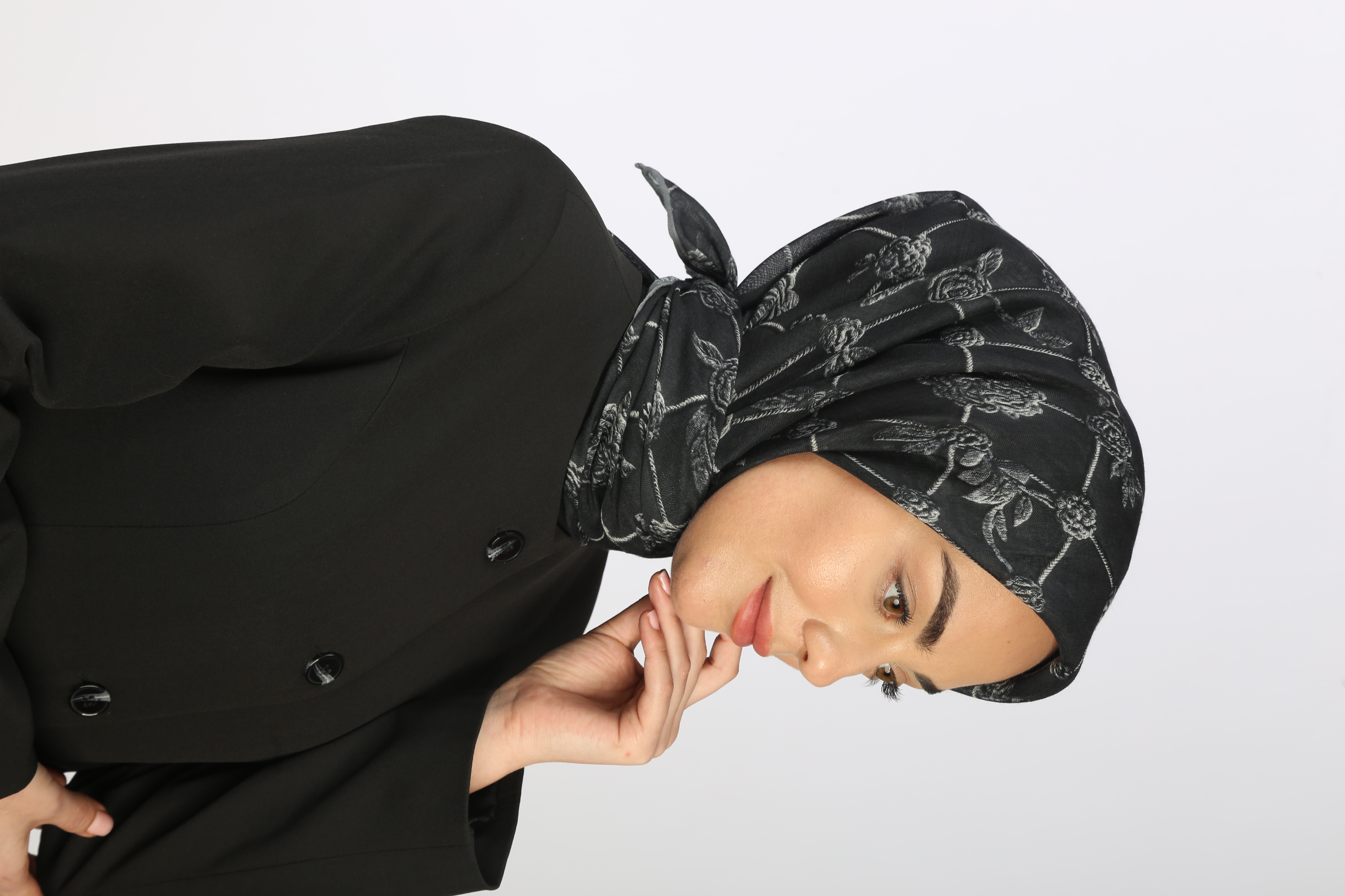 Locella Soft Pamuk Eşarp Siyah Gri