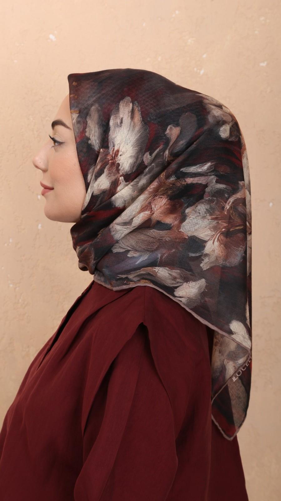 Locella Soft Pamuk Eşarp Kırmızı Kahve