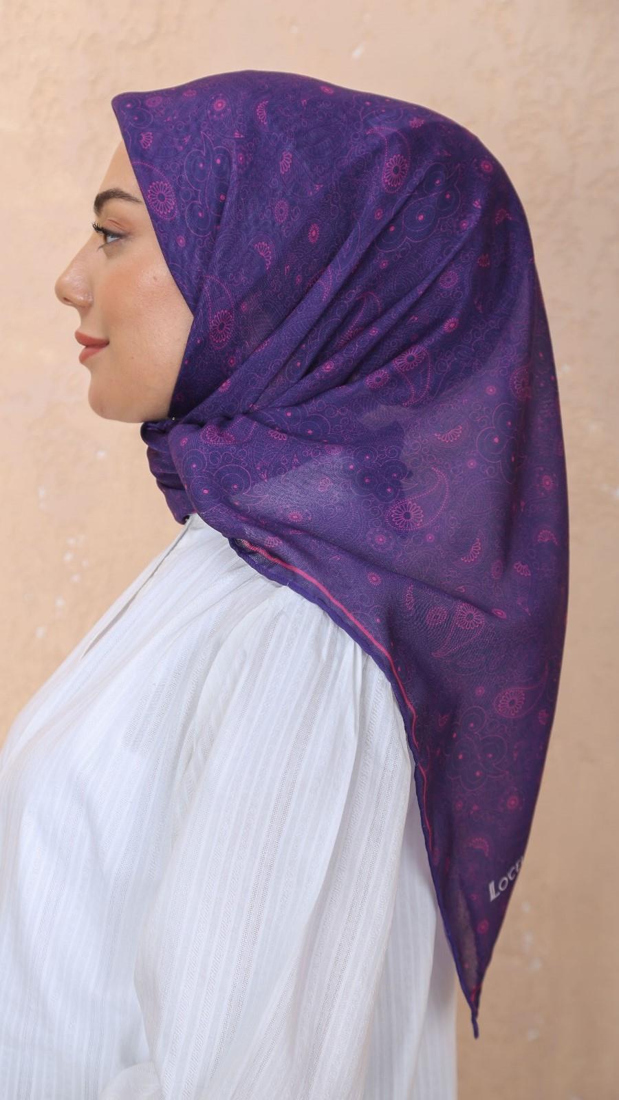 Locella Soft Pamuk Eşarp Mor-4