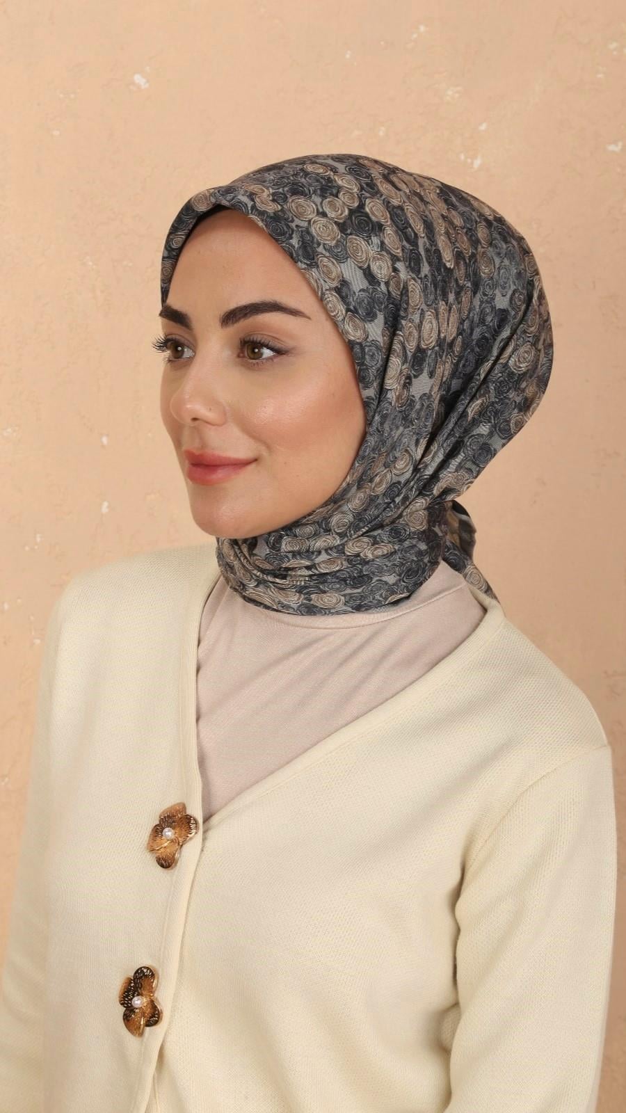 Locella Soft Pamuk Eşarp Antrasit Gold-9